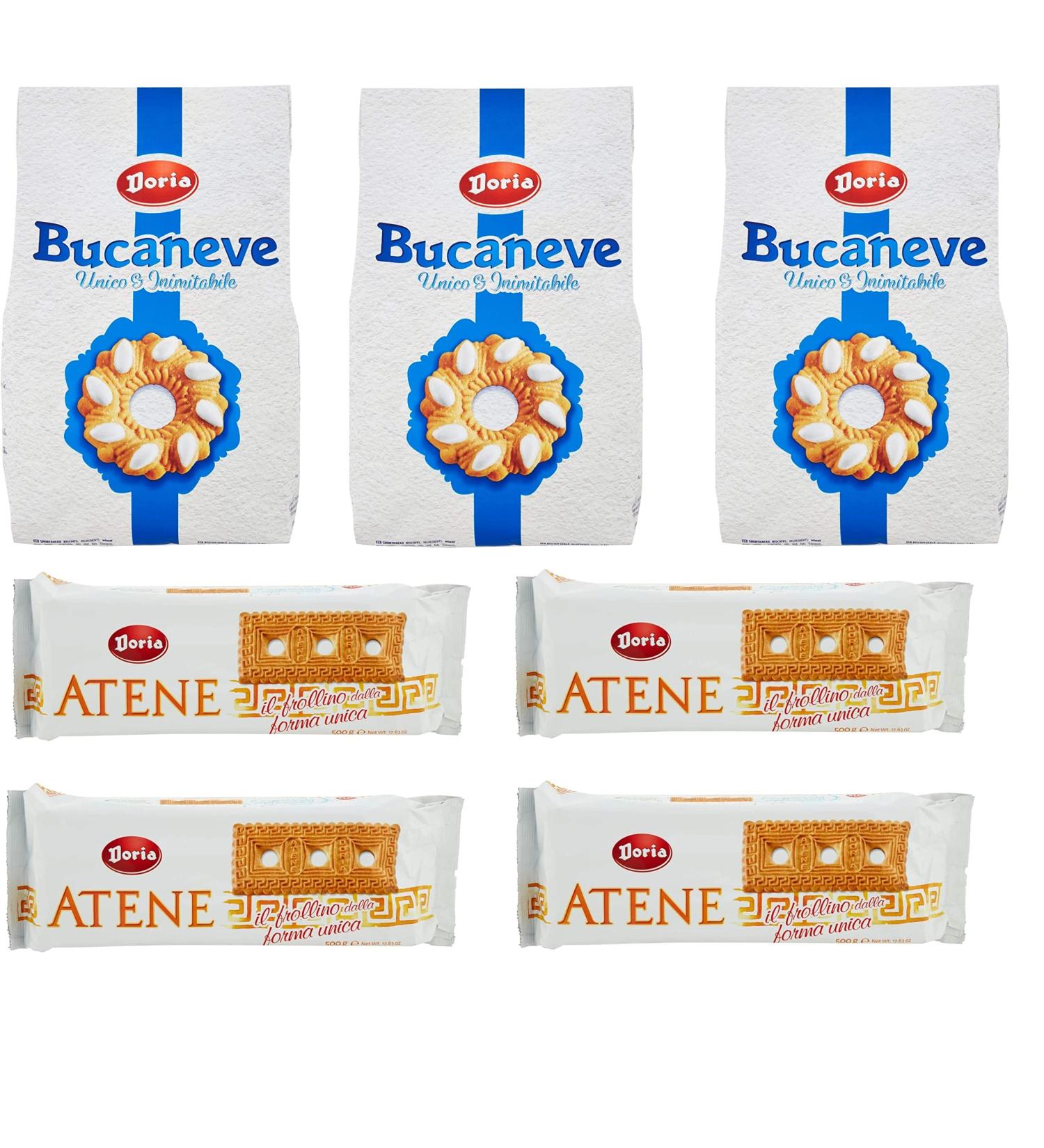 Set of 3 Doria Bucaneve Biscuits 400g + 4 Atene Butter Biscuits 500g with Sugar Biscuits - Buy Online on GoSupps.com