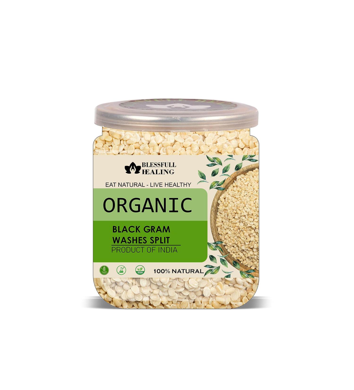 Blessfull Healing Organice Black Gram Washes Split 2 lb (907 Gram) - Buy Online on GoSupps.com