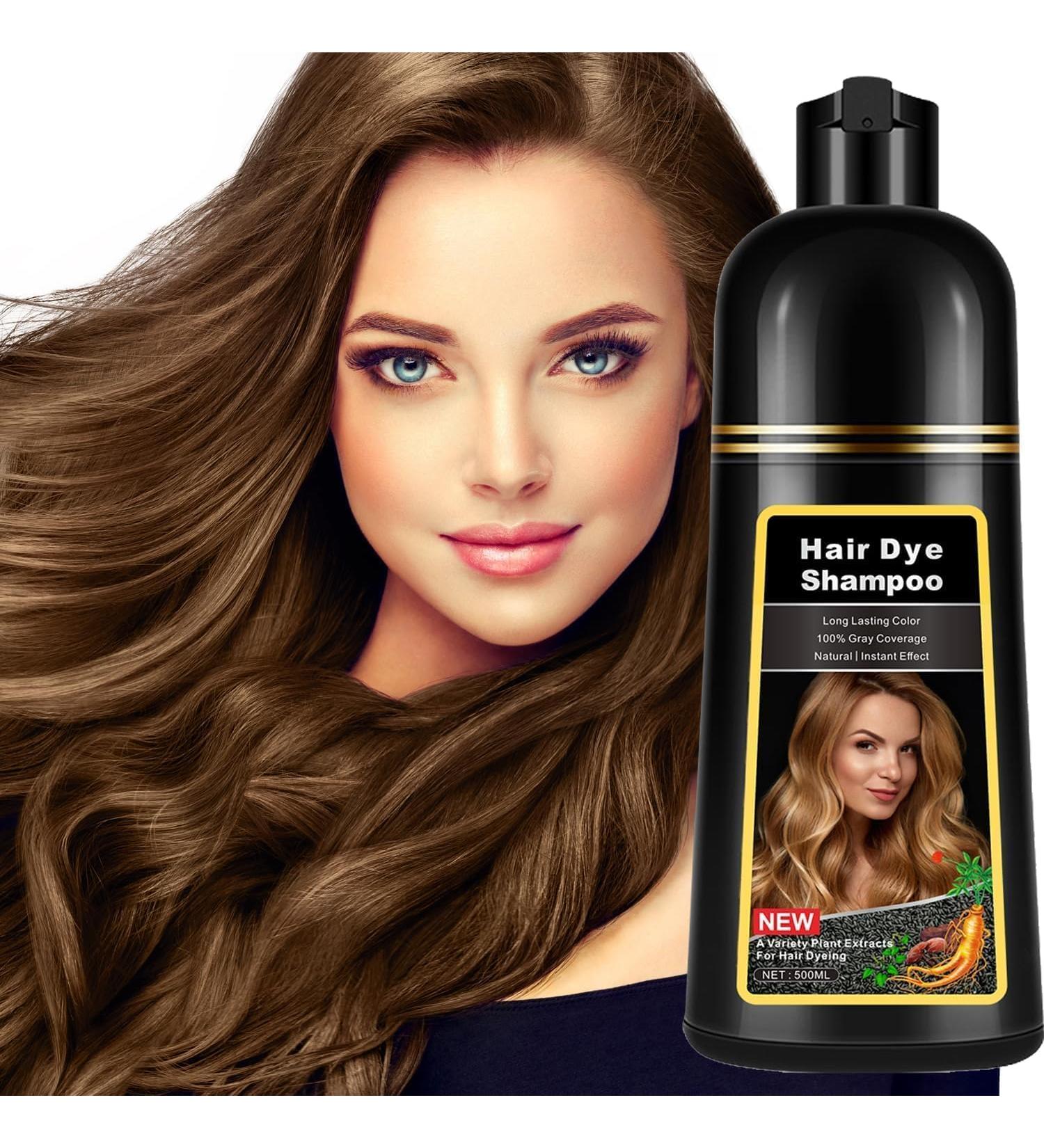 Chestnut Brown Hair Dye Shampoo | Herbal Ingredients 100% Gray Coverage - 500ML for Men & Women - Buy Online on GoSupps.com