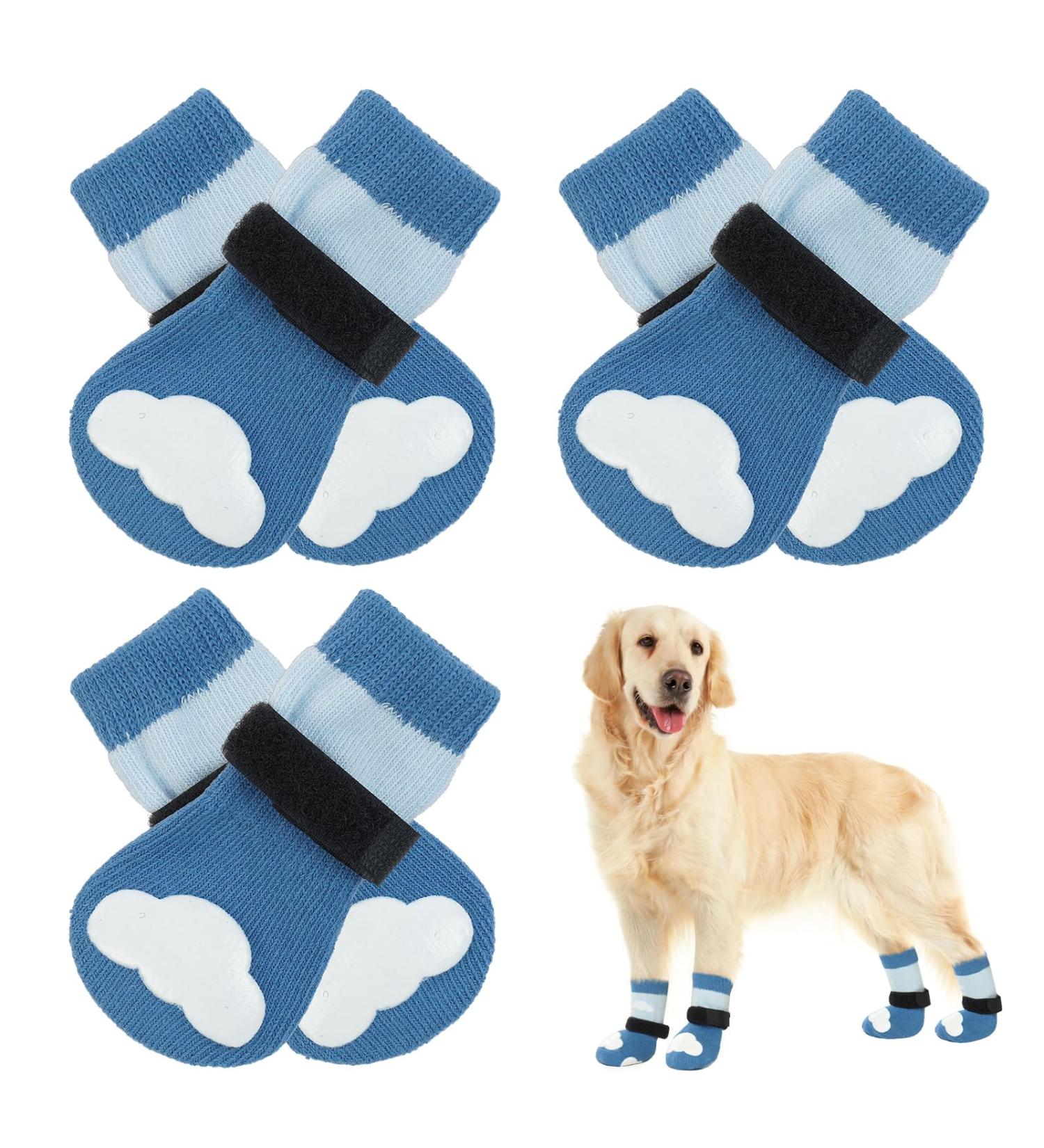 Buy Kuoser Dog Socks - 3 Pairs Anti-Slip Paw Protection for Hardwood Floors | Blue M M - 6-Pack - Buy Online on GoSupps.com