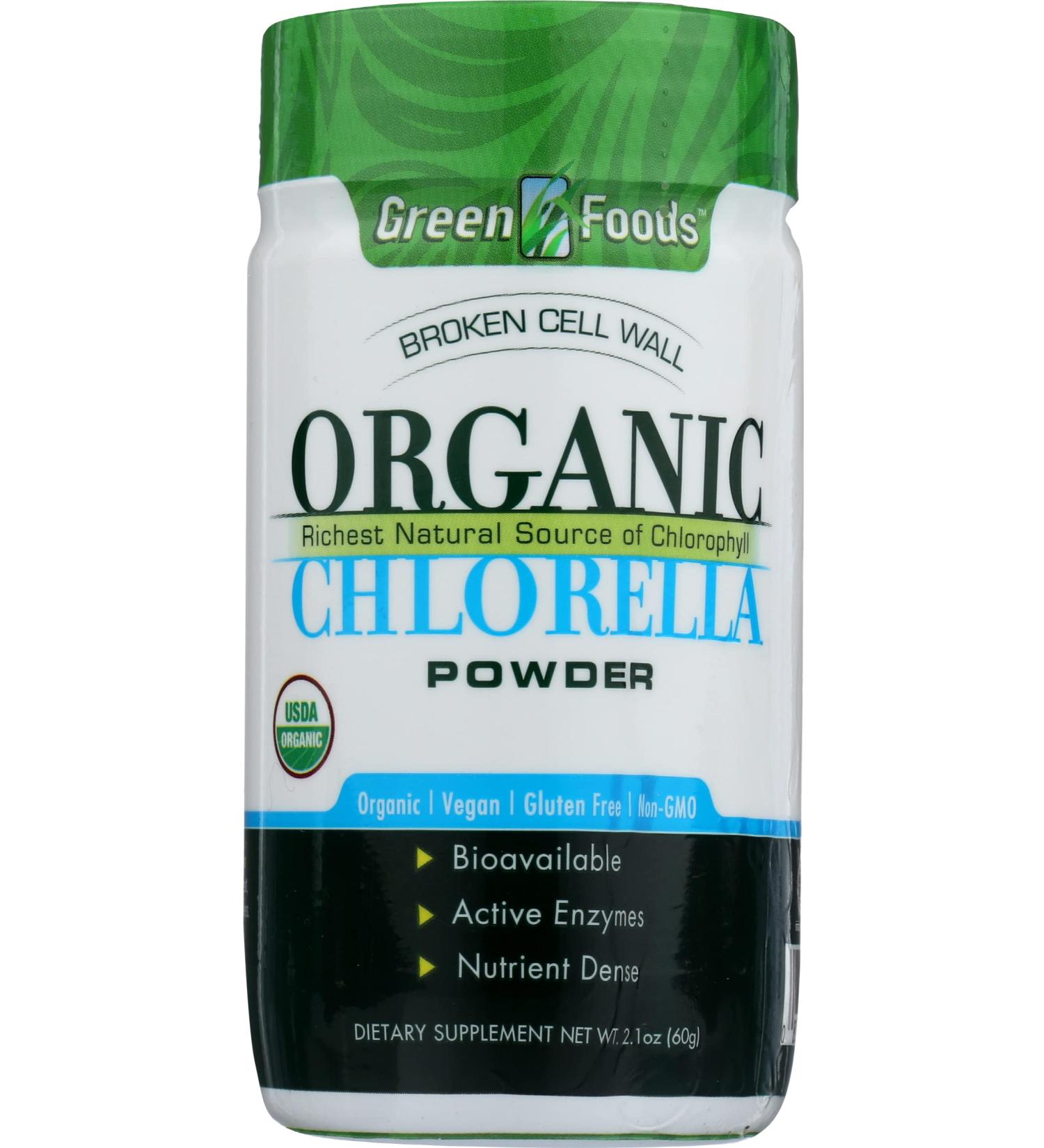 Green Foods Organic Chlorella Powder Gluten Free Non GMO 2.1 Ounce (Pack of 1)