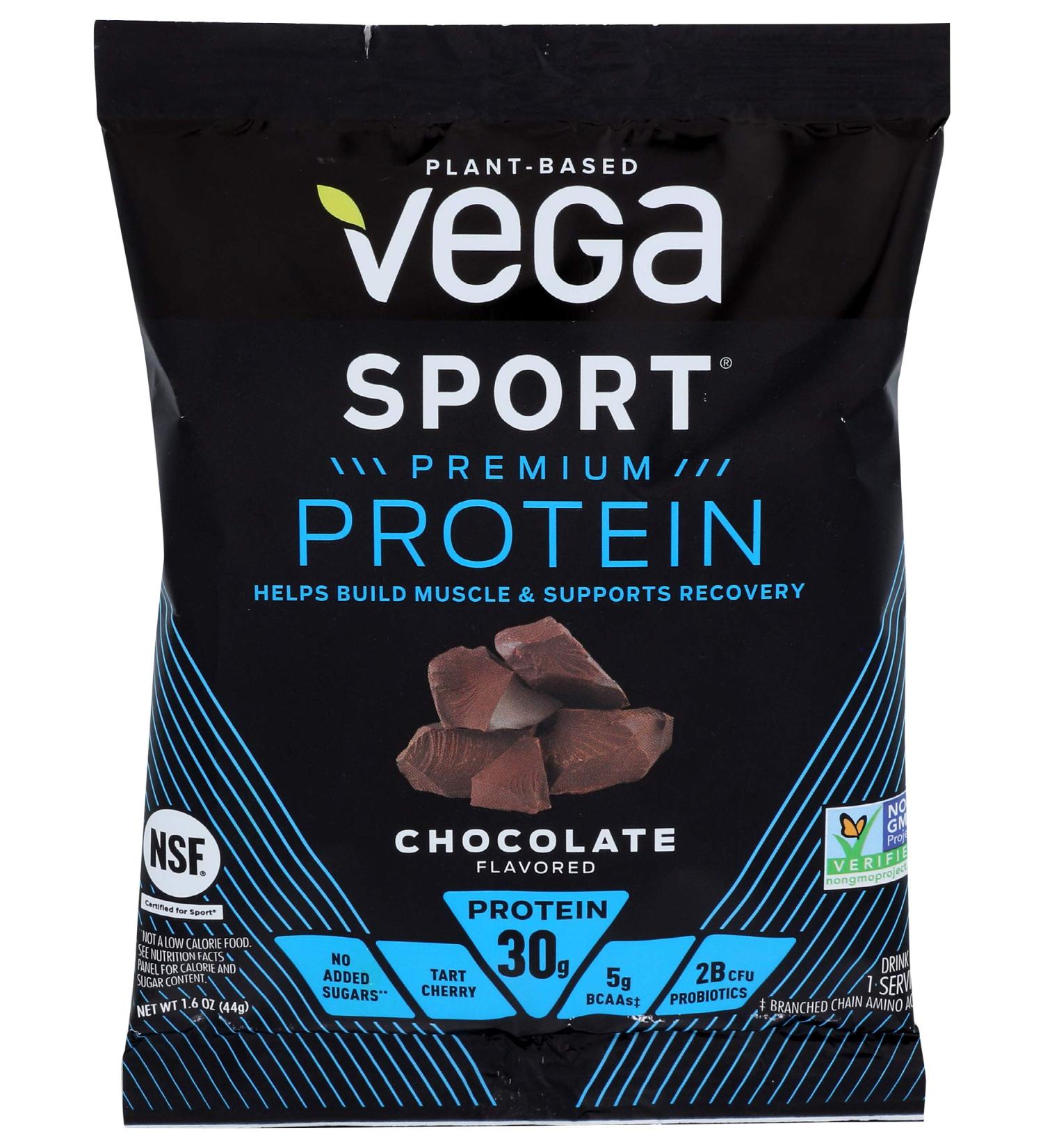 Vega Sport Performance Protein Powder - Chocolate 1.6 oz | Plant-Based Power for Athletes - Buy Online on GoSupps.com