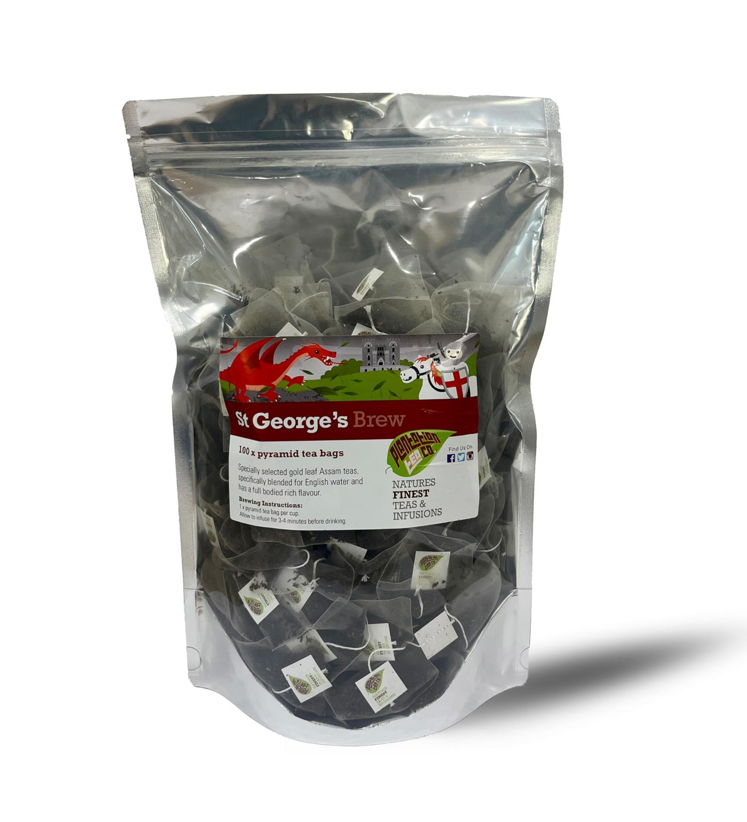 St George's Brew Pyramid Tea Bags | 100 Biodegradable Mesh Bags - Buy Online on GoSupps.com