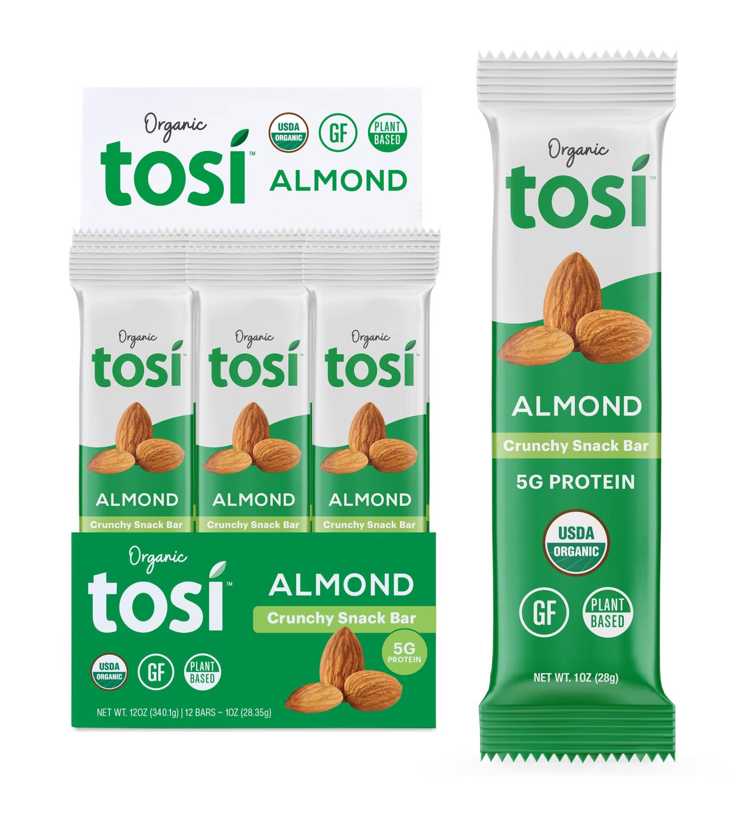 Tosi Organic SuperBites 1oz (Pack of 12) - Vegan Keto Friendly Almond Snacks | Gluten Free Omega 3s | Plant Protein Bars with Flax and Chia Seeds - Buy Online on GoSupps.com