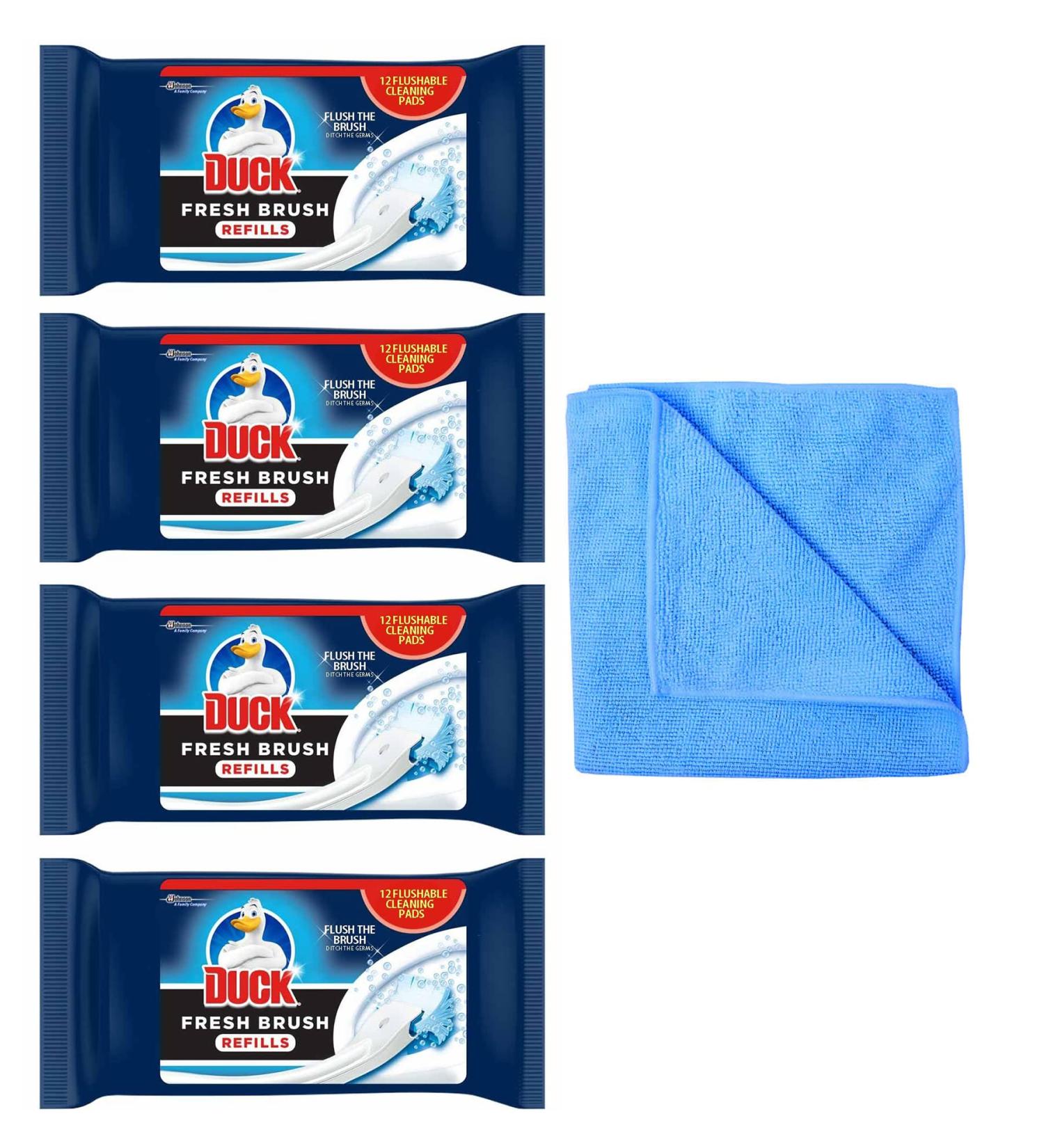 4X Duck Fresh Brush Refills (4 Packs 48 Flushable Cleaning Pads)-Biodegradable- Duck Toilet Bowl Cleaner- with Microfibre Cleaning Cloth 4X Duck Brush Refill + Microfibre Cloth - Buy Online on GoSupps.com