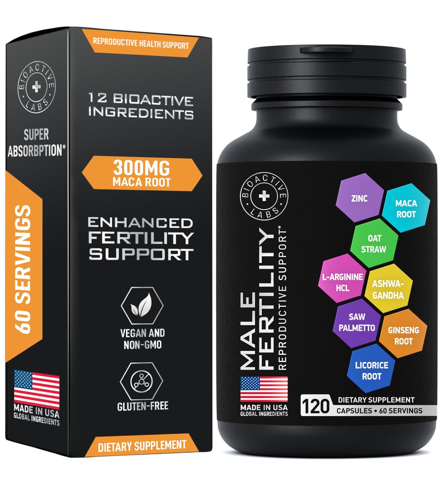 Fertility Supplements for Men - Zinc Maca Ashwagandha L-Arginine - Male Vitality Conception for Him - Count and Motility Pregnancy Aid - Vitamins and Male Fertility Support Supplement - 120 Pills - Buy Online on GoSupps.com