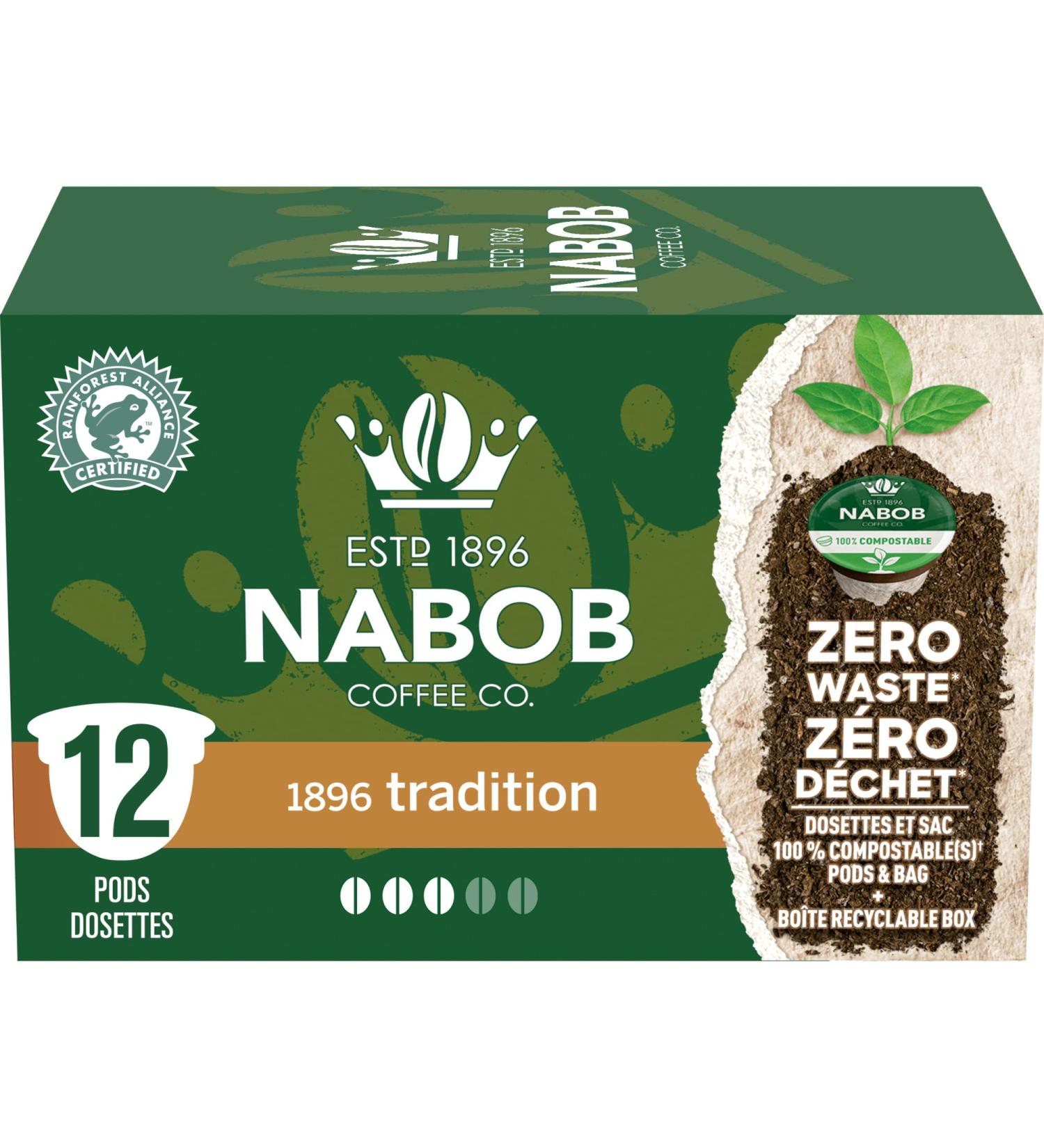 Nabob 1896 Tradition Coffee 100% Compostable Pods 117g (6 Boxes of 12 Pods) 1896 Tradition 12 Count (Pack of 6) - Buy Online on GoSupps.com