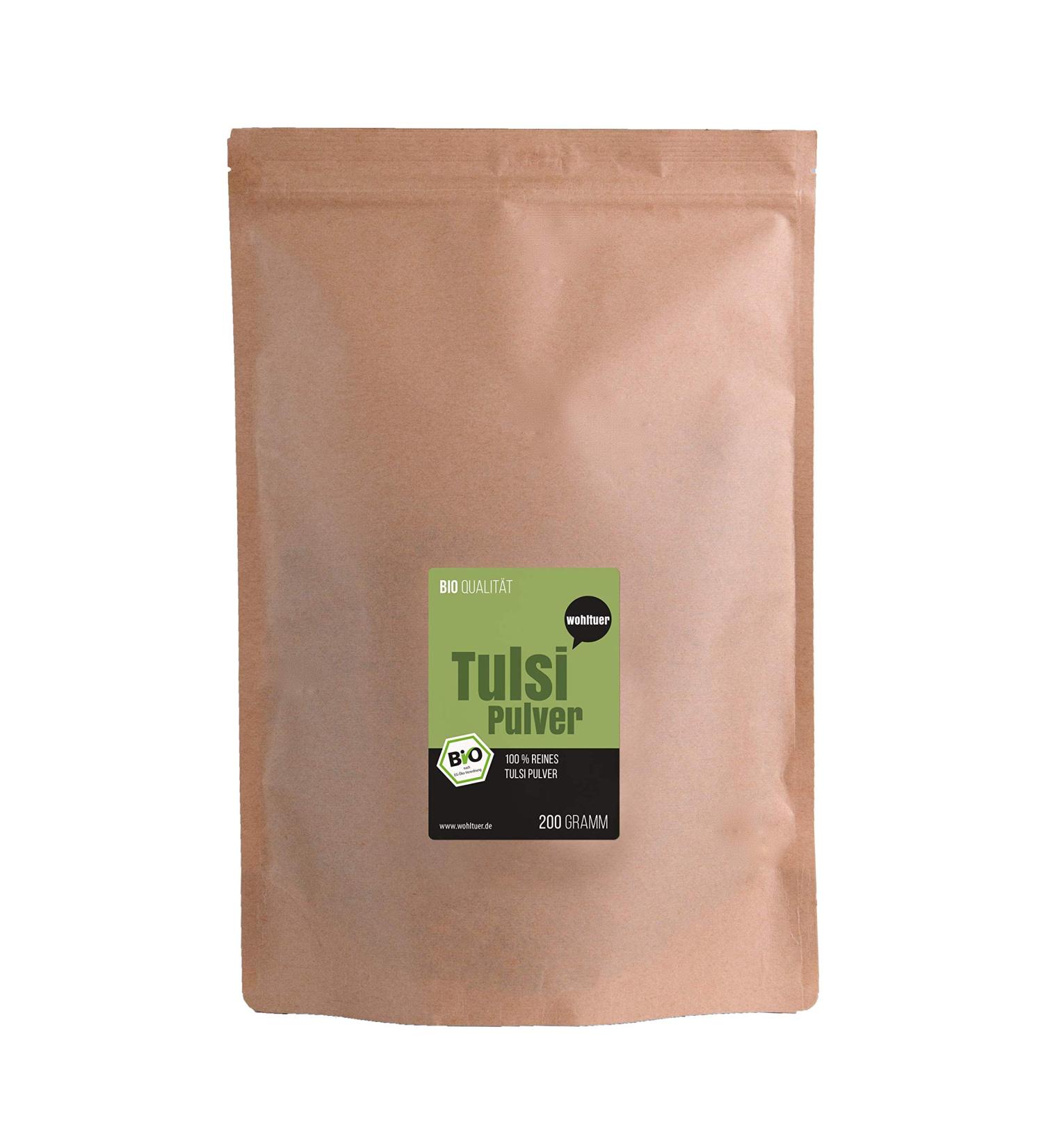 Wohltuer Organic Tulsi Powder 200g - Premium Indian Basil (Ocimum tenuiflorum) | DE- KO-006 - Buy Online! - Buy Online on GoSupps.com