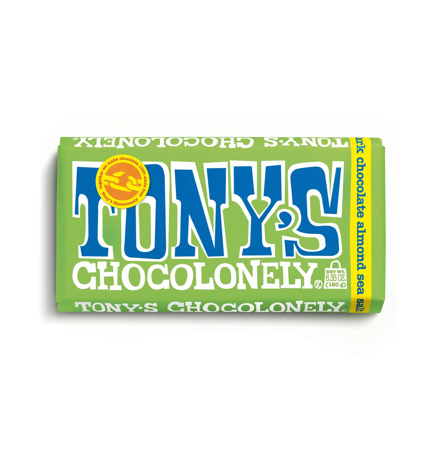 Tony's Chocolonely 51% Dark Chocolate Bar with Almonds and Sea Salt  6.35 Ounce - Buy Online on GoSupps.com