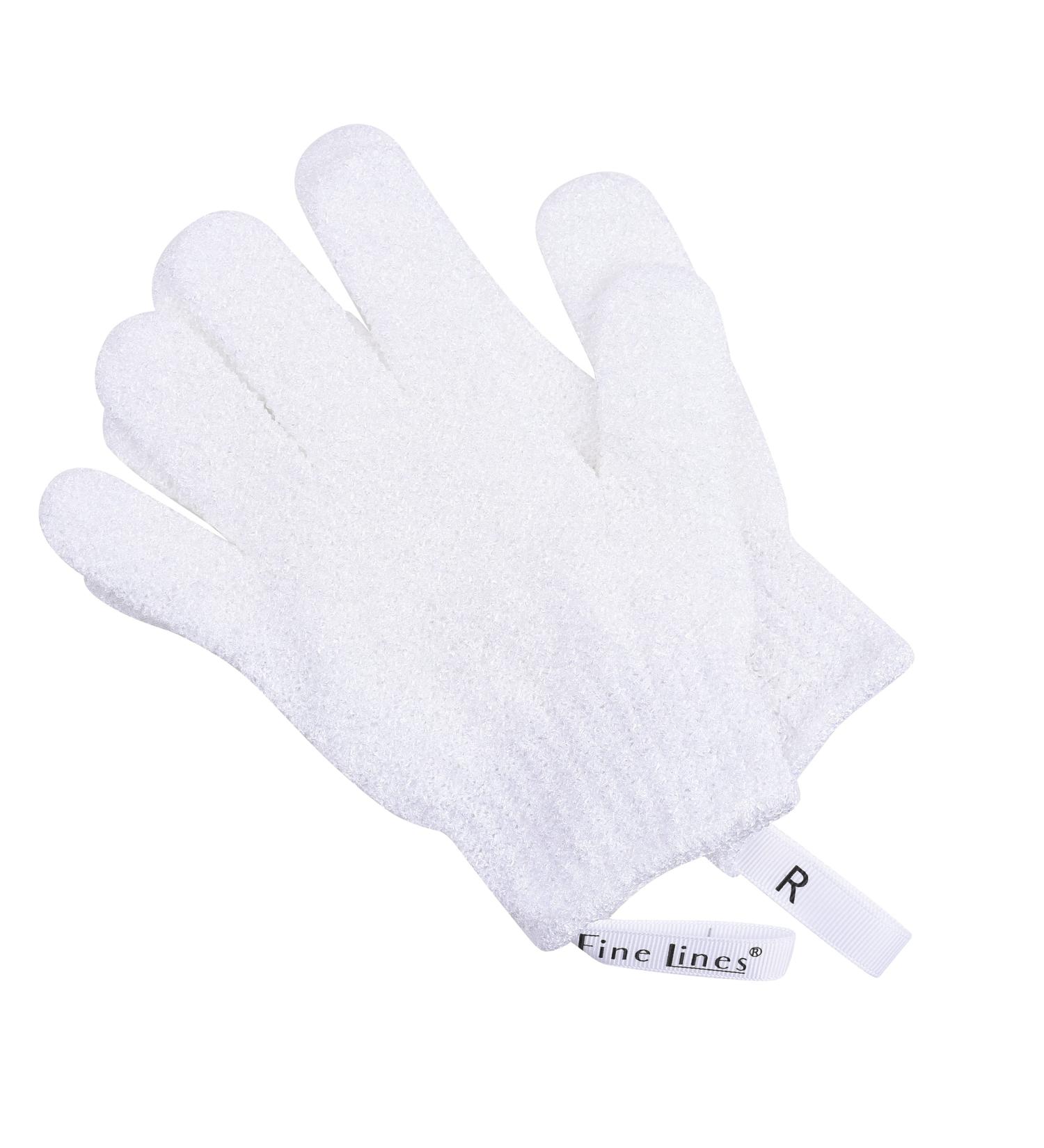 Fine Lines Exfoliating Shower Gloves White | Dead Skin Remover Mitt for Bath Scrub | Body Scrub Gloves with Hanging Hoops - Buy Online on GoSupps.com