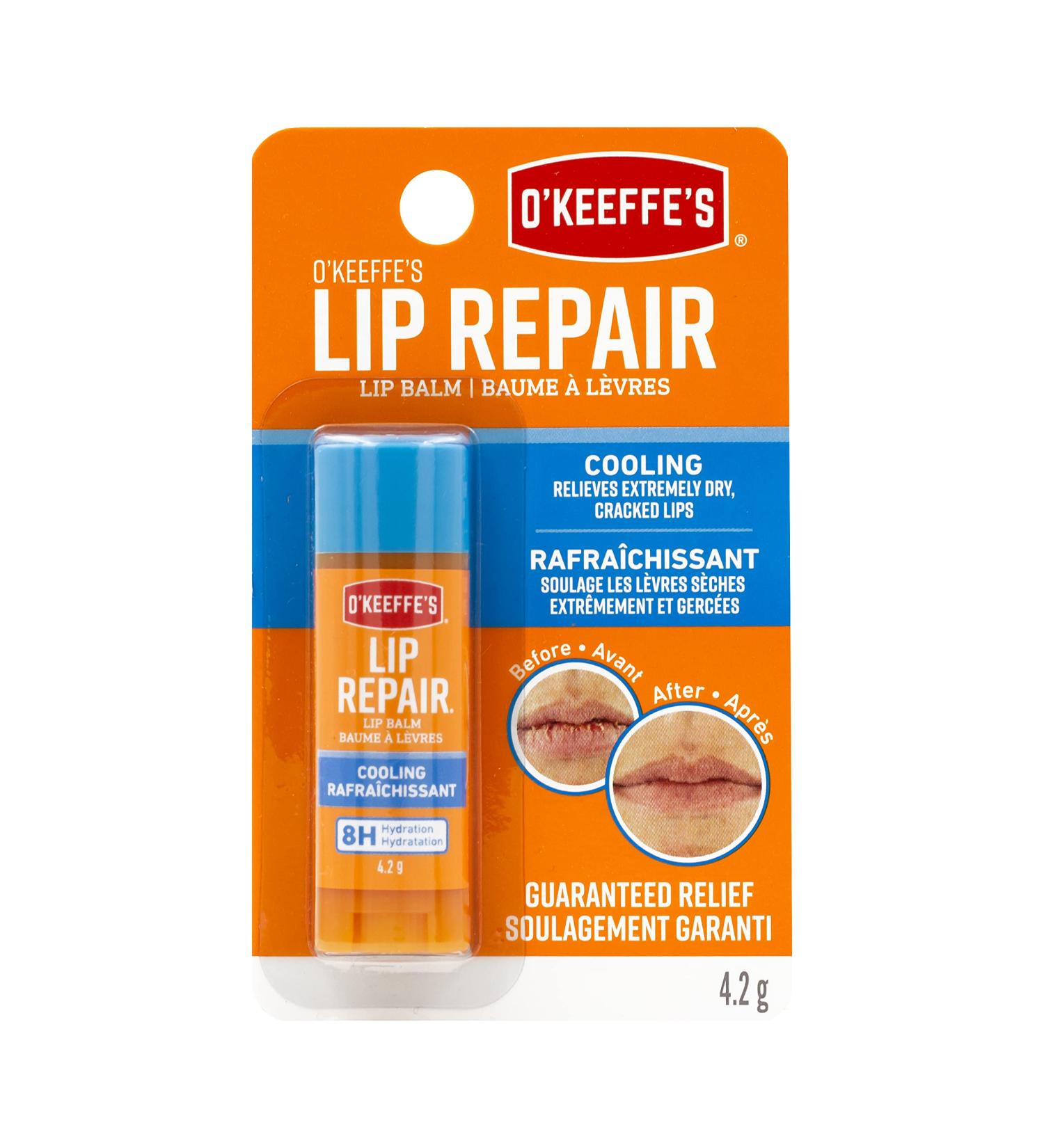 O'Keeffe's Cooling Relief Lip Repair Lip Balm for Dry Cracked Lips Instant Cooling Relief Seven Moisturizing Ingredients Stick (Pack of 1) K1710120 - Buy Online on GoSupps.com