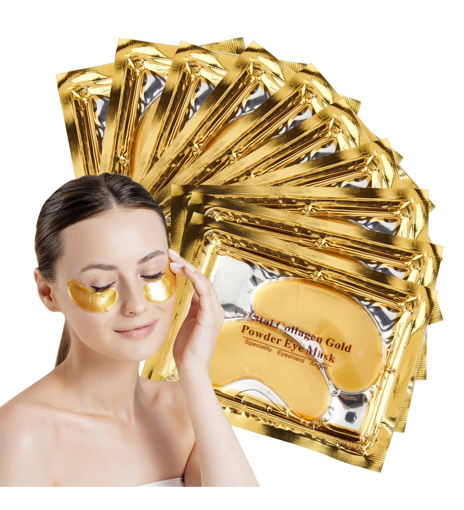 24K Gold Under Eye Treatment Masks Eye Masks for Dark Circles Crystal Gold Powder Gel Collagen for Under Eye Wrinkles Remove Eye Bags Hydrating Puffy Eyes 20 Pieces/10 Pairs - Buy Online on GoSupps.com