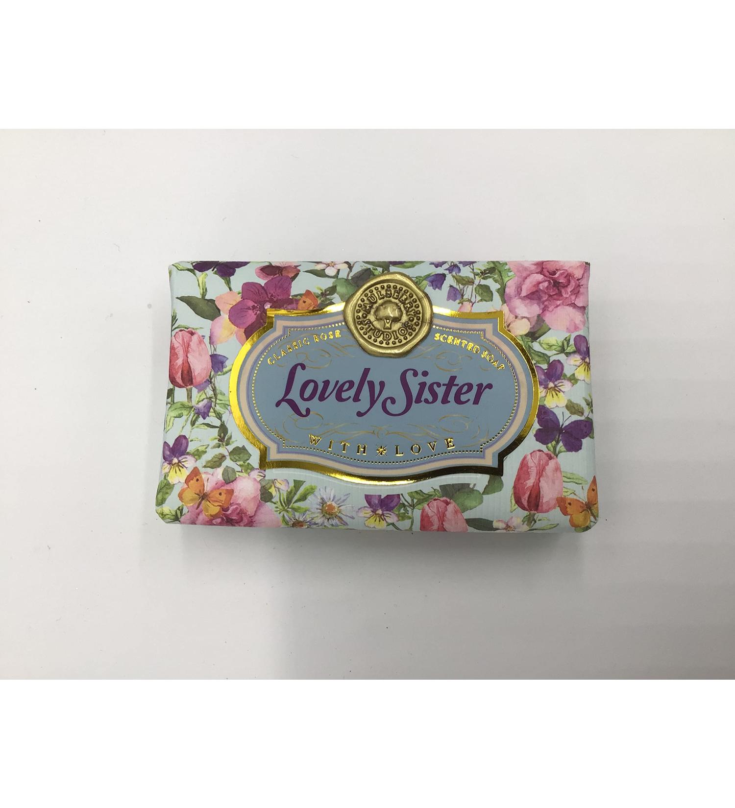 Lovely Sister - Gift Soap Bar For Her Birthday Rose Scent Mum Grandmother Cleanser Lather Present Girl