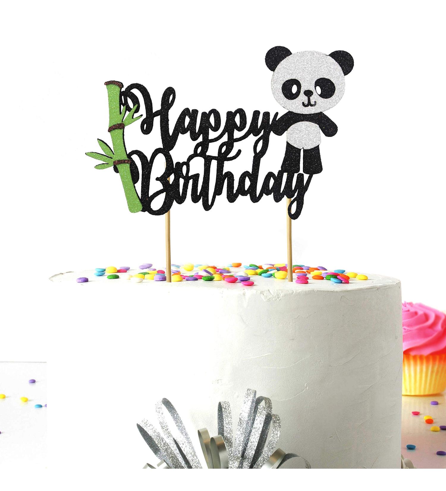Seyal Birthday Party Decoration Panda Happy Birthday Cake Topper Small