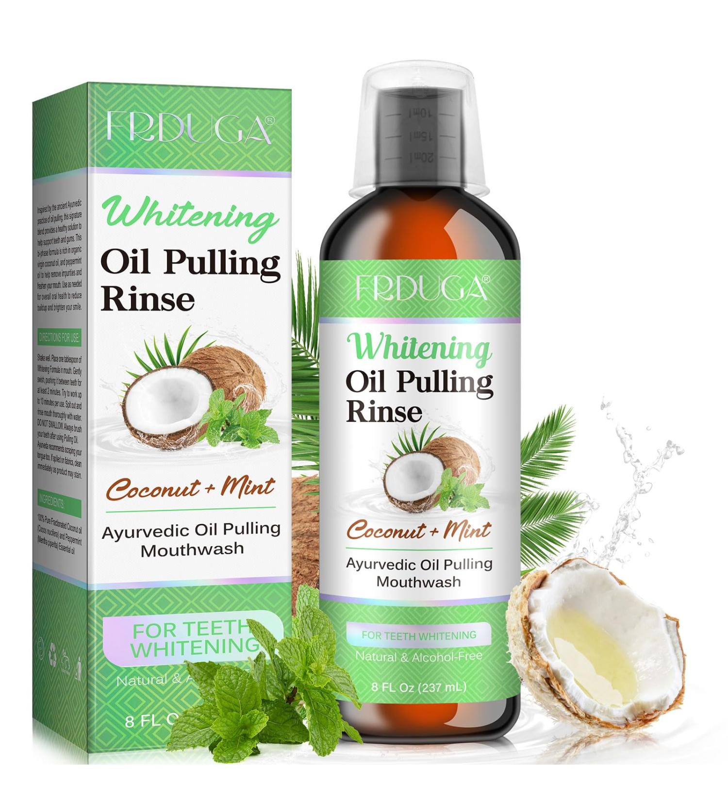 Coconut Oil Pulling for Healthy Teeth & Gums | 237ML Coconut + Mint Mouthwash with Essential Oils | Boost Oral Hygiene - Buy Online on GoSupps.com