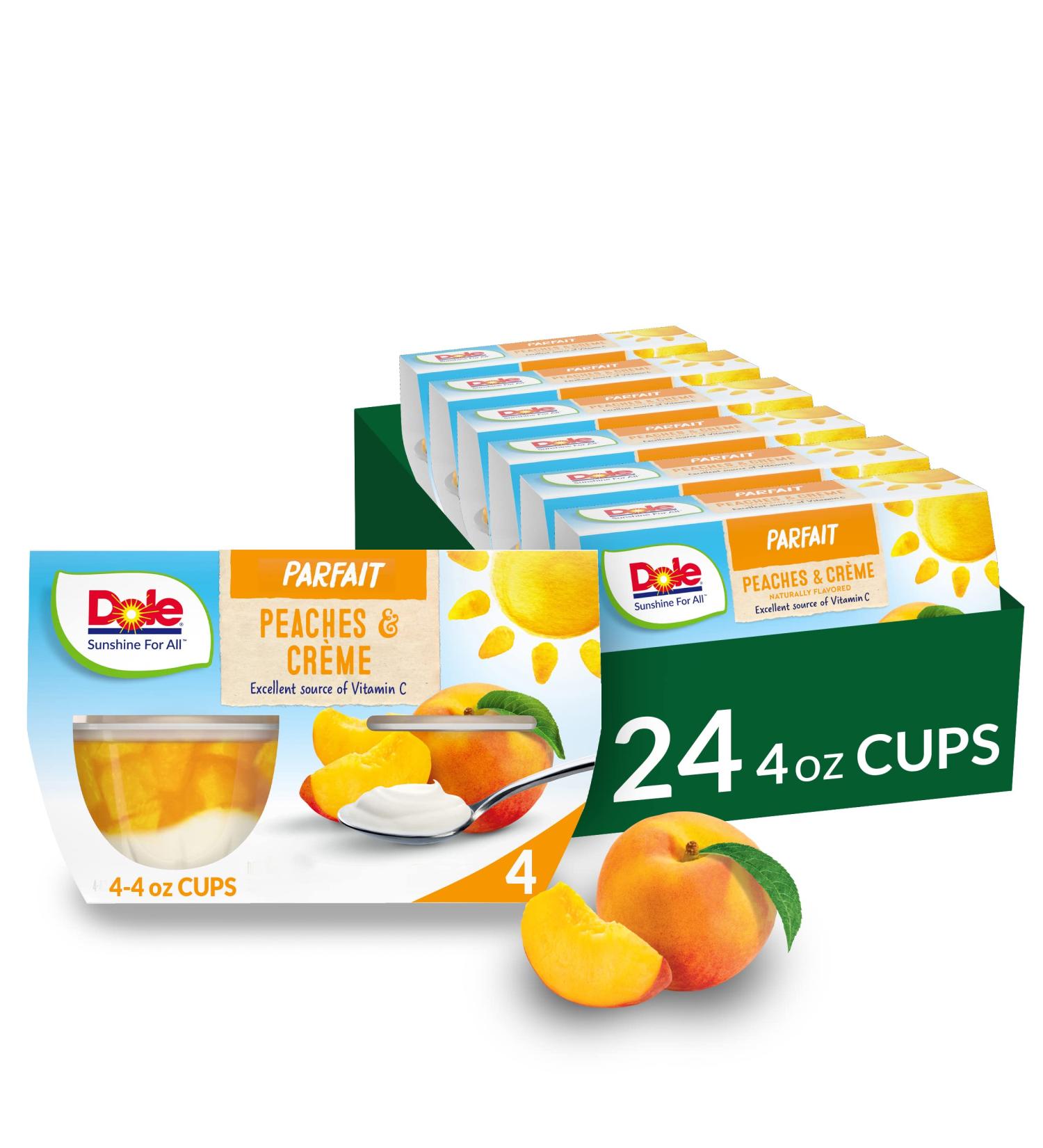 Dole Peaches & Creme Parfait Fruit Bowls - Gluten-Free Healthy Snack - 4.3 Oz (Pack of 24) - Buy Online on GoSupps.com