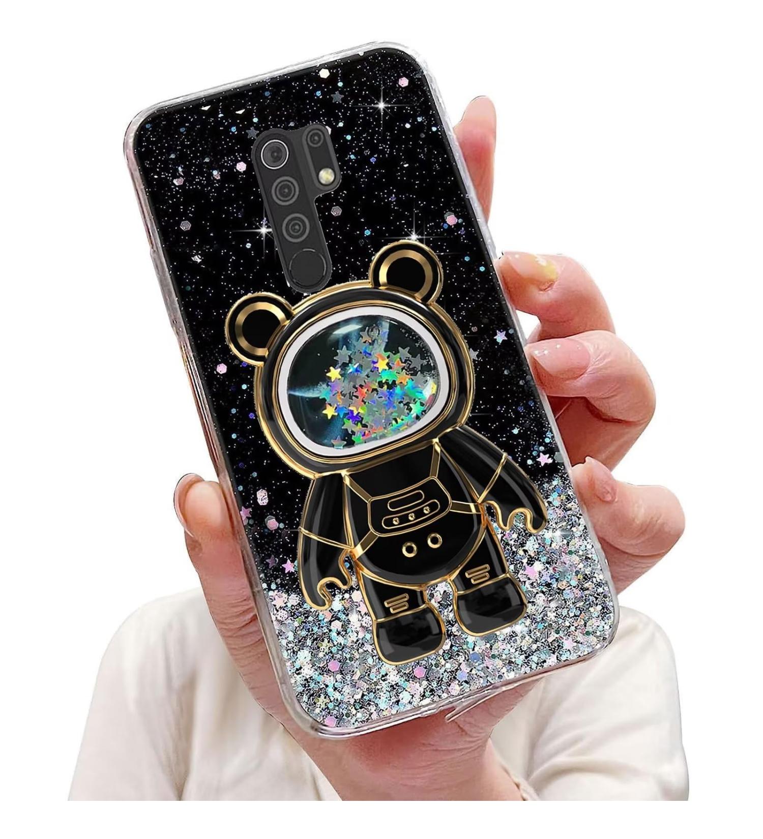 Tivenfezk Nadoli for Xiaomi Redmi 9 - Glitter Astronaut Stand Soft Silicone Case | Transparent Protective Phone Cover - Buy Online on GoSupps.com