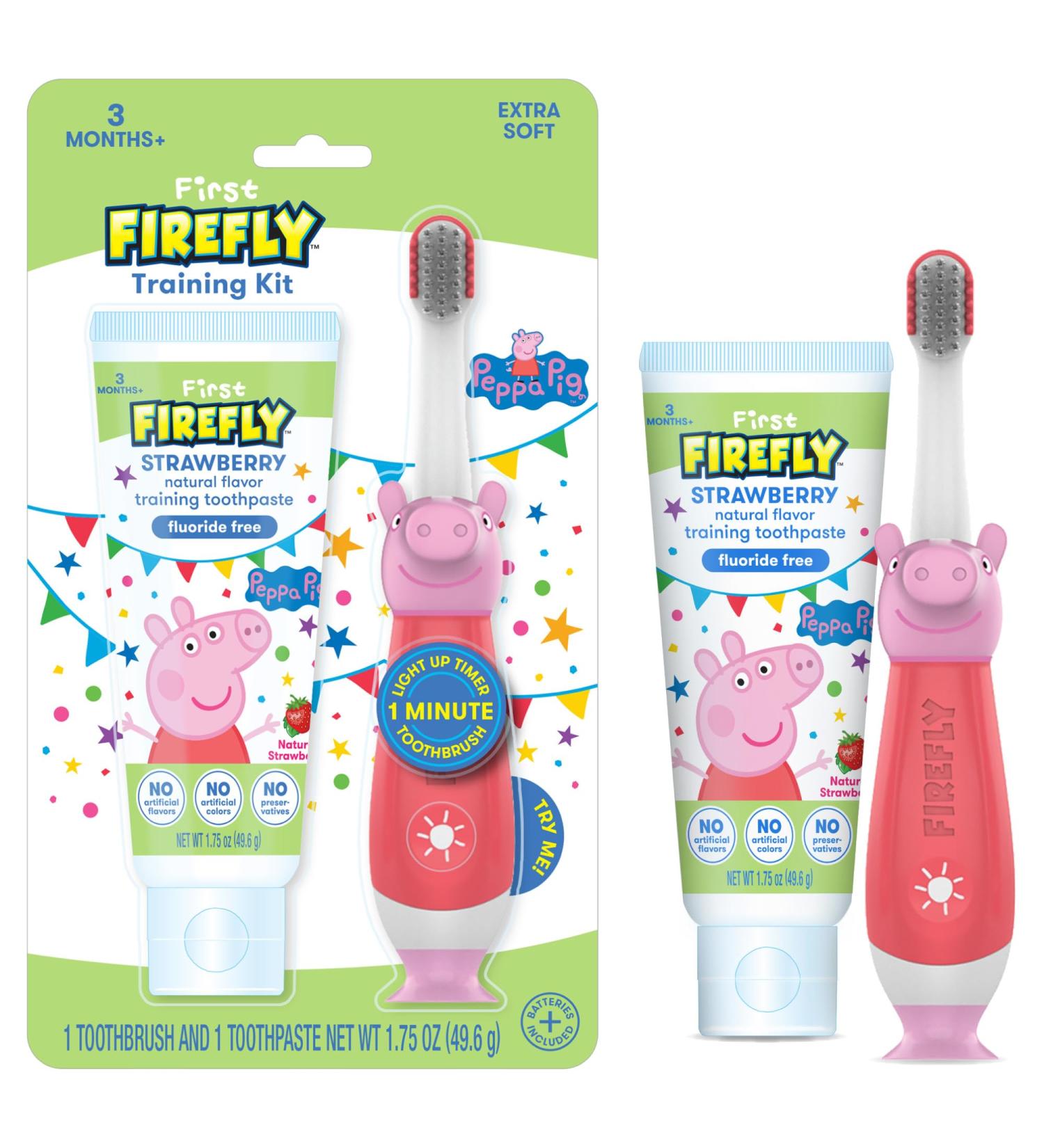 Buy Firefly Peppa Pig Training Kit - Light Up Toothbrush & Strawberry Toothpaste | Soft Bristles for Kids | Fast International Shipping - Buy Online on GoSupps.com