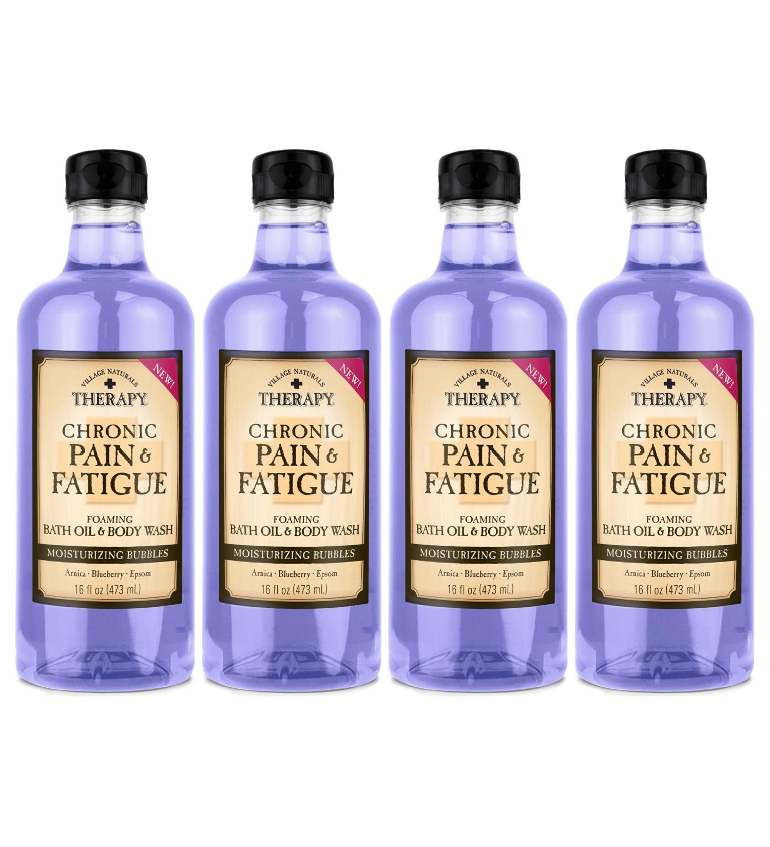 Village Naturals Therapy 16 oz Pack of 4 Chronic Pain & Fatigue Foaming Bath Oil & Body Wash - Buy Online on GoSupps.com