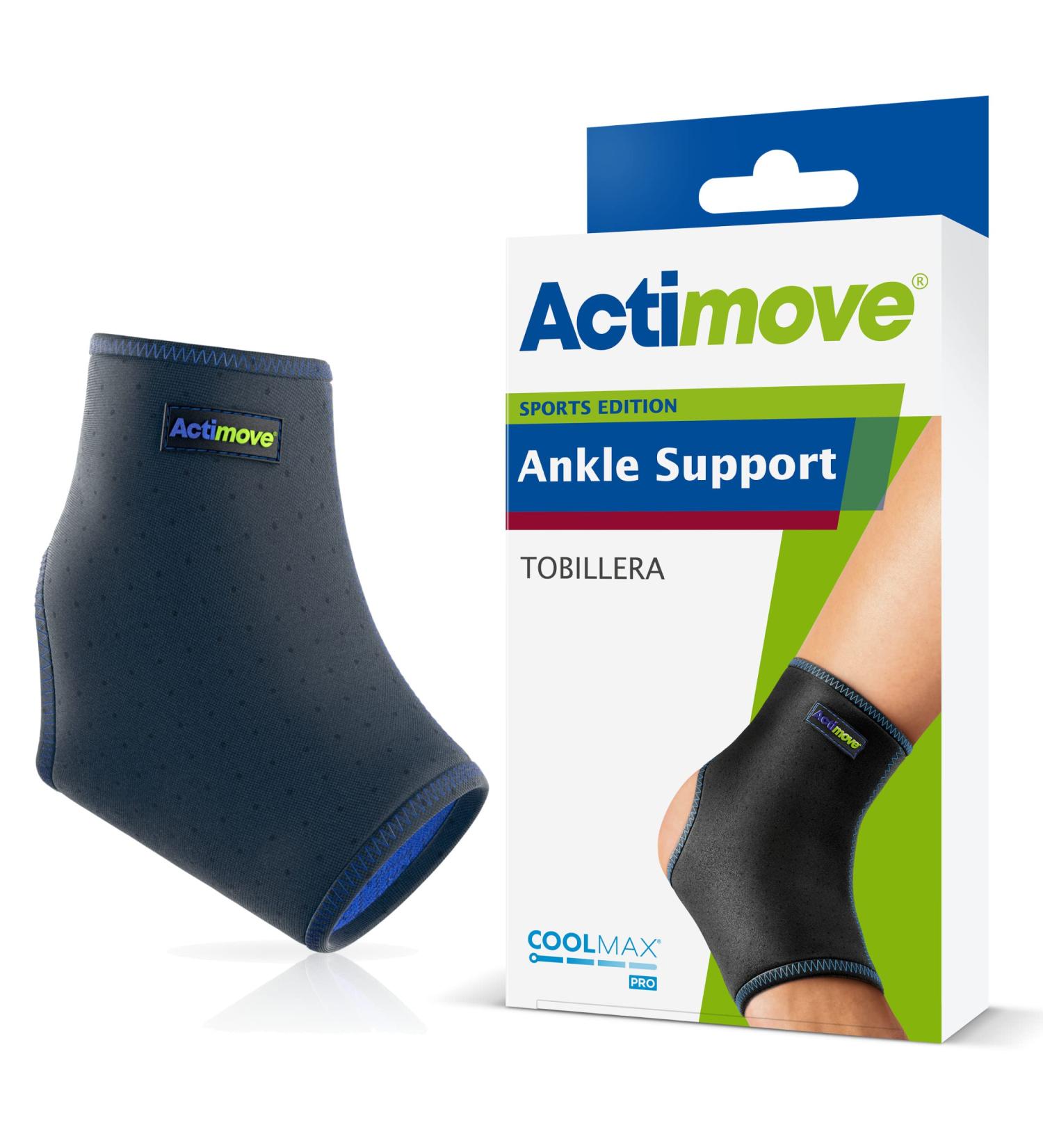 Actimove Sports Edition Ankle Support | COOLMAX AIR Technology | Pain Relief for Sprained & Weak Ankles | Navy Small | Left/Right Wear - Buy Online on GoSupps.com