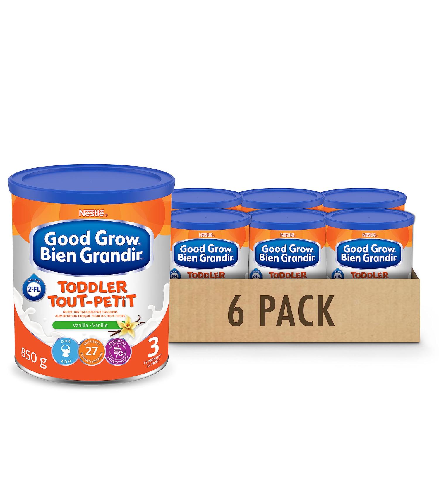NESTL GOOD GROW Stage 3 Nutritional Toddler Drink 12+ months Vanilla Flavour 850 g Pack of 6 Vanilla 850 g (Pack of 6) - Buy Online on GoSupps.com