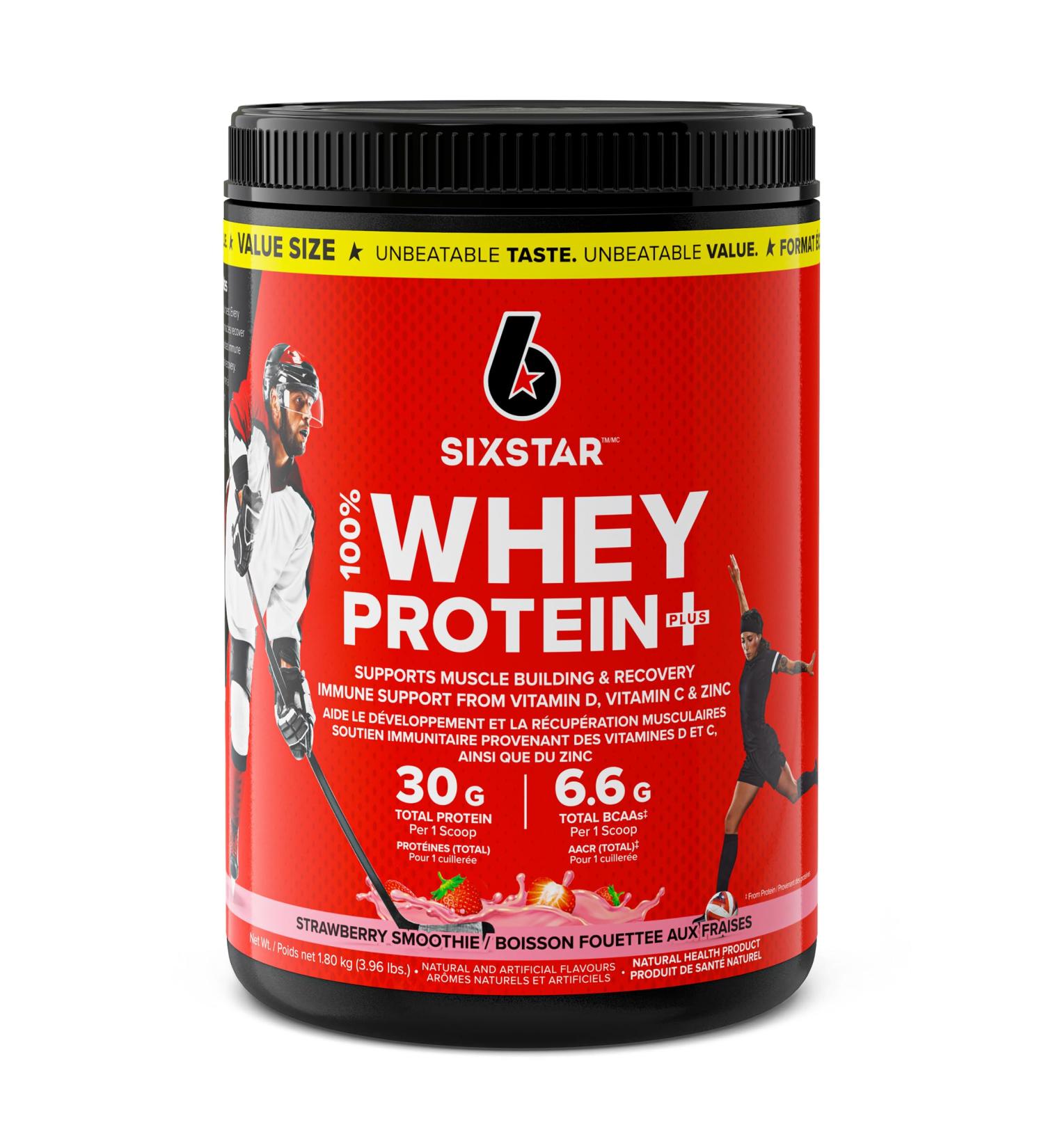 Whey Protein Powder + Creatine Monohydrate Six Star 100% Whey Protein Plus Whey Protein Isolate & Peptides Lean Protein Powder for Muscle Gain Whey Isolate Protein Shake Strawberry 4 lbs Strawberry 39 Servings (Pack of 1) - Buy Online on GoSupps.com