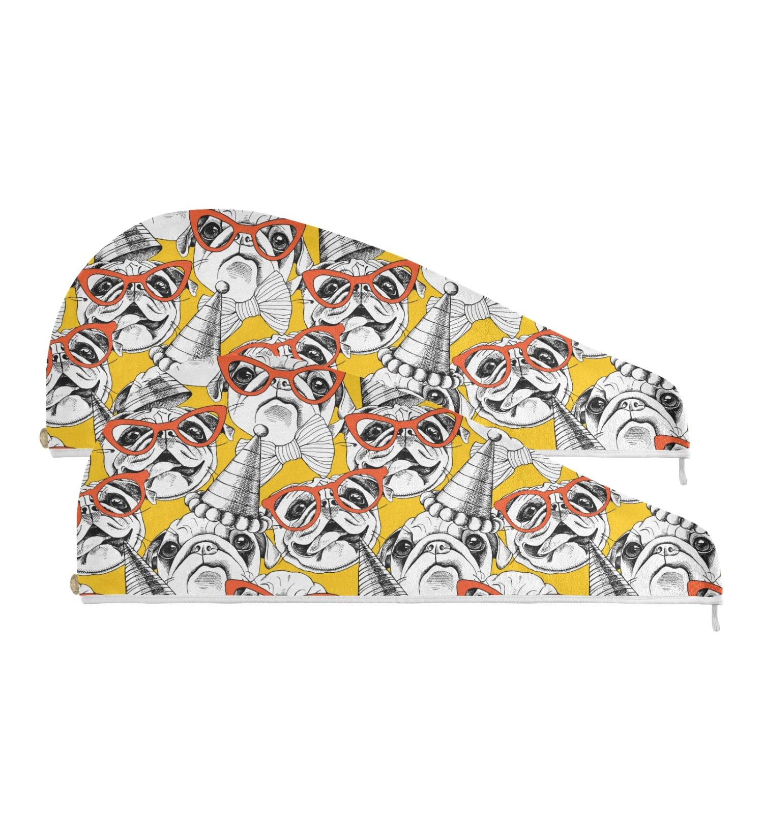 Glasses Pug Microfiber Towel - Quick Dry Wet Hair Towel for Women & Girls - 2 Pack (9.5 x 24) | Ideal for Travel & Everyday Use - Buy Online on GoSupps.com