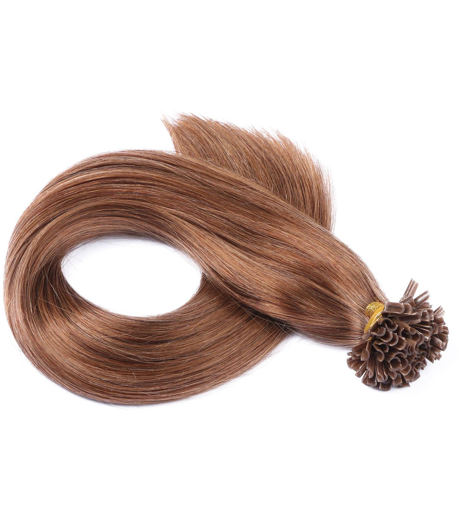 100% Remy Keratin Bonding Hair Extensions - #8 Golden Brown - 25 Strands 70cm U-Tip by Novon Hair - Buy Online on GoSupps.com