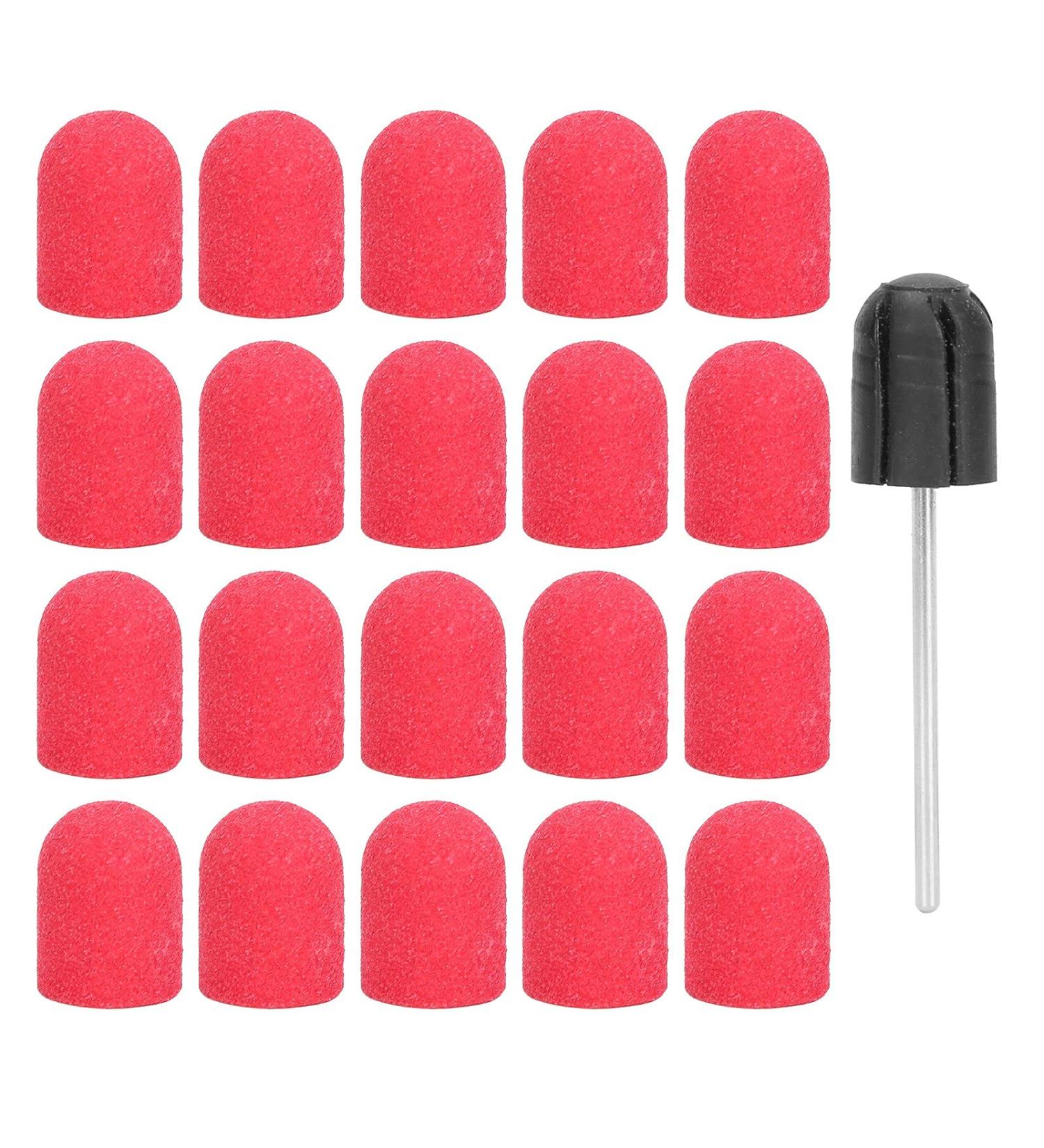 Nail Sanding Drill Bit 0.5 X 0.7in Easy To Store High Strength Nail Polishing Sanding Head Fine Sandpaper with Shaft for Grinding(Big red) - Buy Online on GoSupps.com