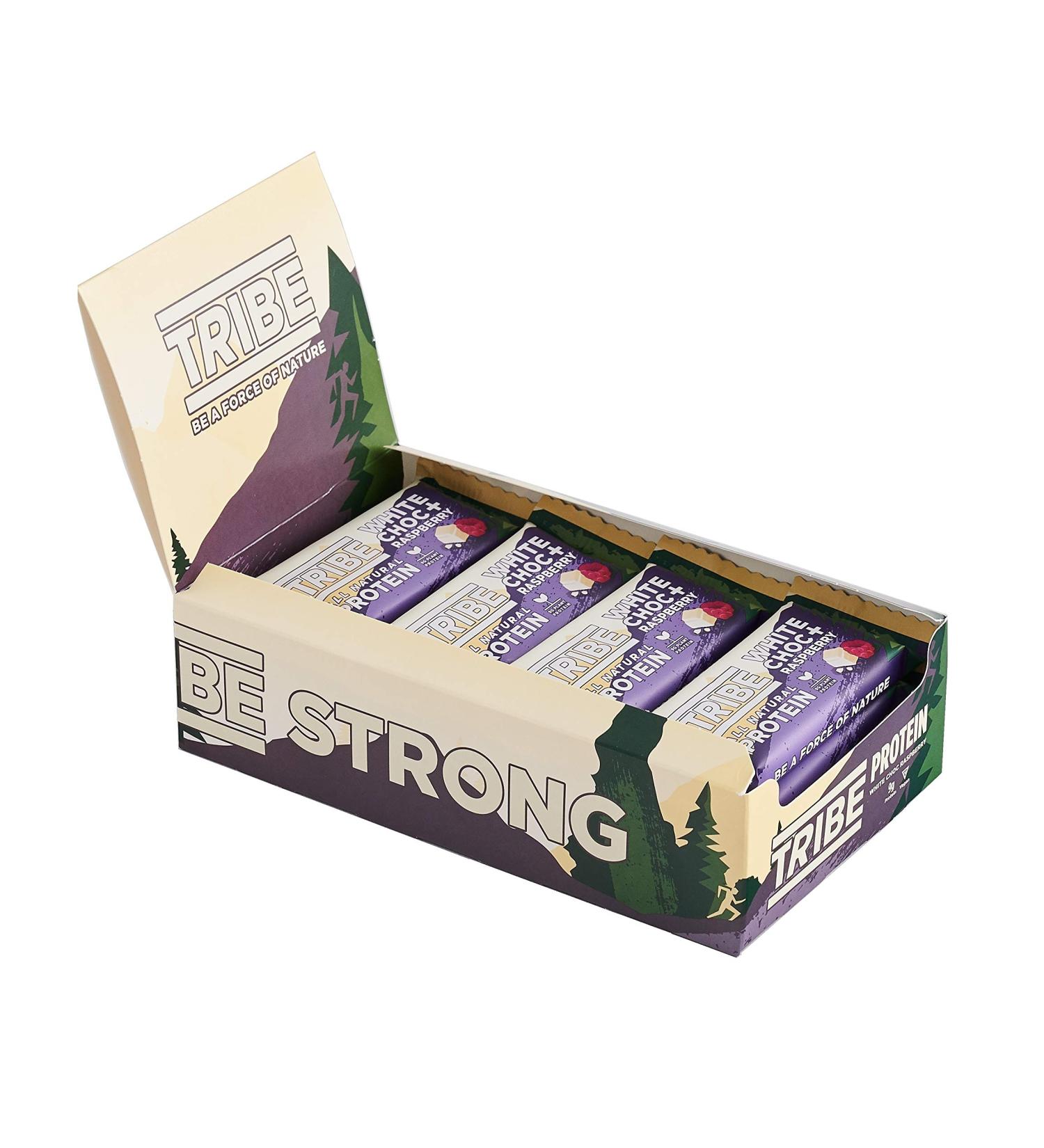 TRIBE Energy Bar with Natural Plant Protein - White Chocolate + Raspberry (16 x 50g) - Buy Online on GoSupps.com