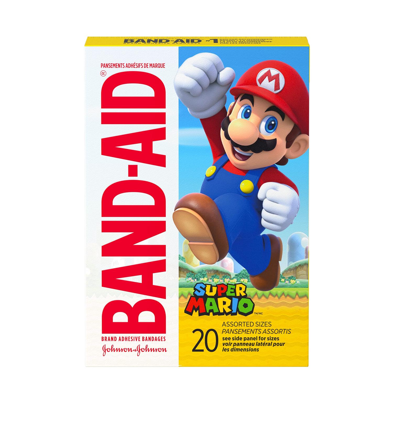 Band-Aid Super Mario 20 Count Assorted Sizes - Fun and Colorful Bandages - Buy Online on GoSupps.com