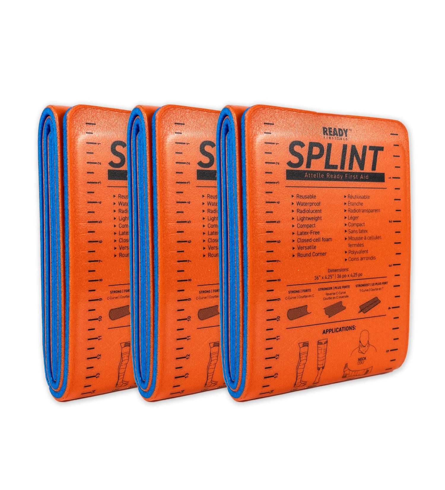 Ready First Aid - Foam Splint (4.25"x36") Aluminum core Lightweight Radiolucent Waterproof Reusable Fracture Splint for Supporting Fractured Injured Limbs in Hiking Camping Adventure (3-Pack) - Buy Online on GoSupps.com