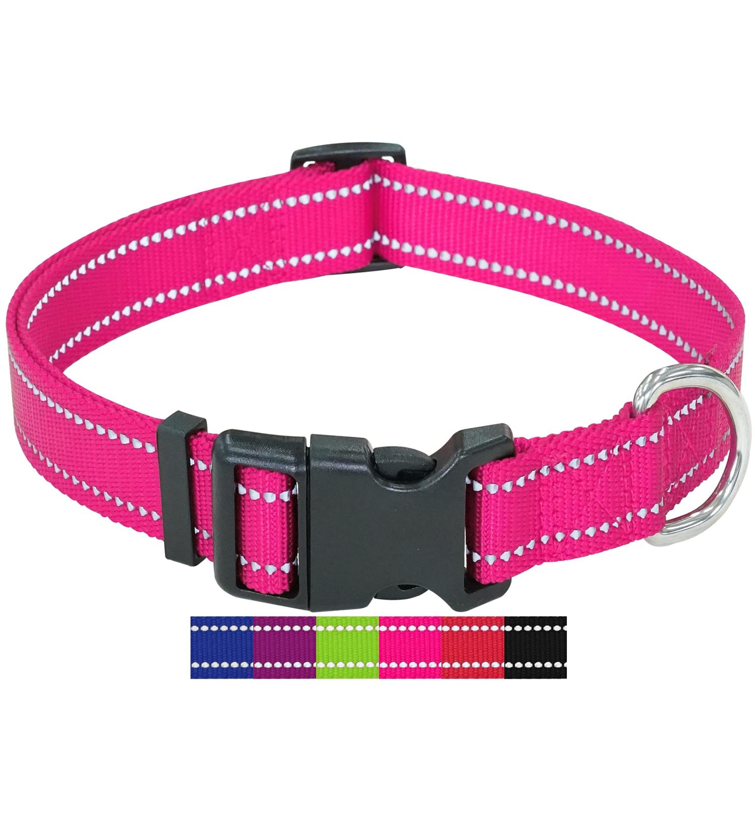 Dey Premium Reflective Dog Collar - Adjustable Nylon for Small & Large Dogs | Multiple Colors & Sizes | Perfect for Puppies & Cats - XS Pink 21-30 cm - Buy Online on GoSupps.com