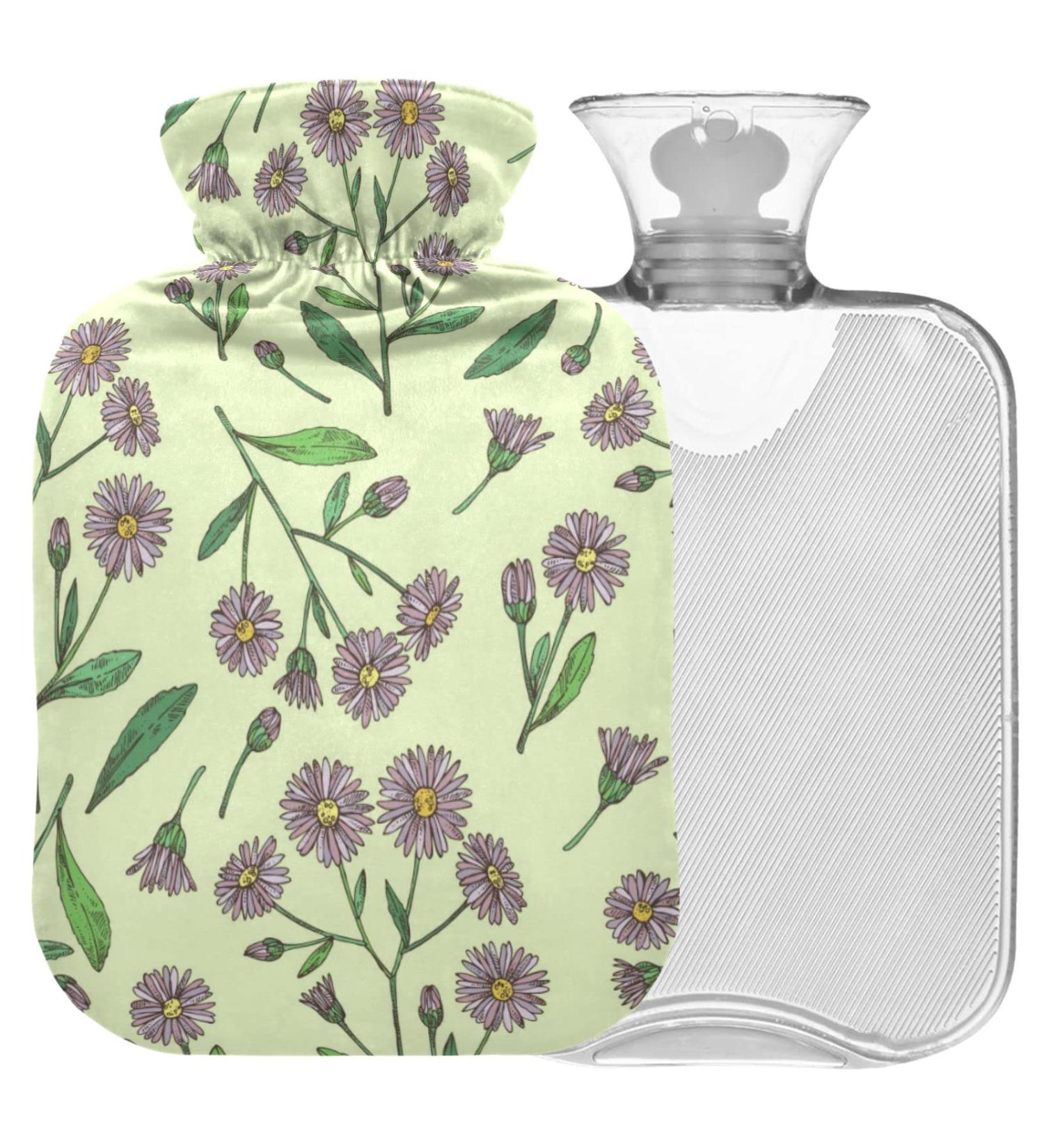Shop Naanle Wild Chrysanthemum Daisy Heat Bottle 1L Transparent Hot Water Bottle for Warmth Pain Relief and Cold Therapy | Ideal Hand & Foot Warmer - Buy Online on GoSupps.com