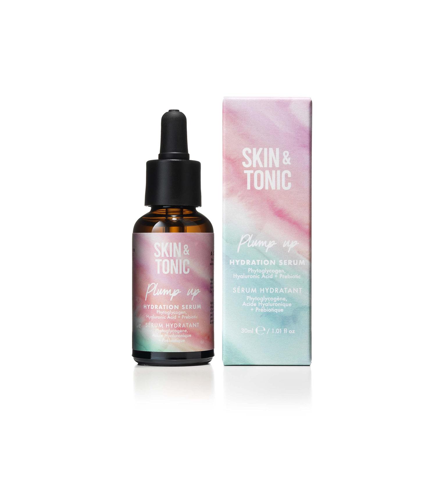 SKIN & TONIC Plump Up Hydration Serum Hyaluronic Acid Prebiotic and Glycogen For Hydrating Smoothing and Firming 30ml - Buy Online on GoSupps.com