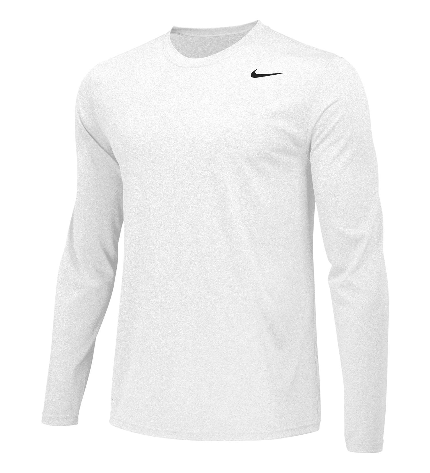 Nike Boys Legend Long Sleeve Athletic T-Shirt White/Cool Grey Large