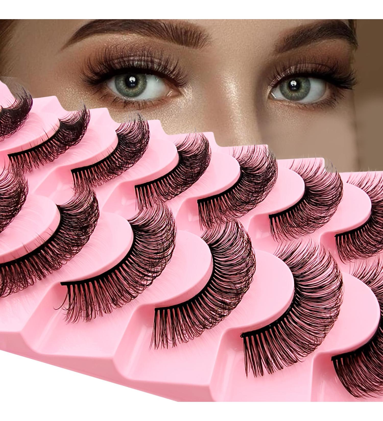 Russian Strip D Curl Lashes | 18mm Faux Mink Eyelashes | 7 Pairs Volume & Wispy Natural Look - Buy Online on GoSupps.com