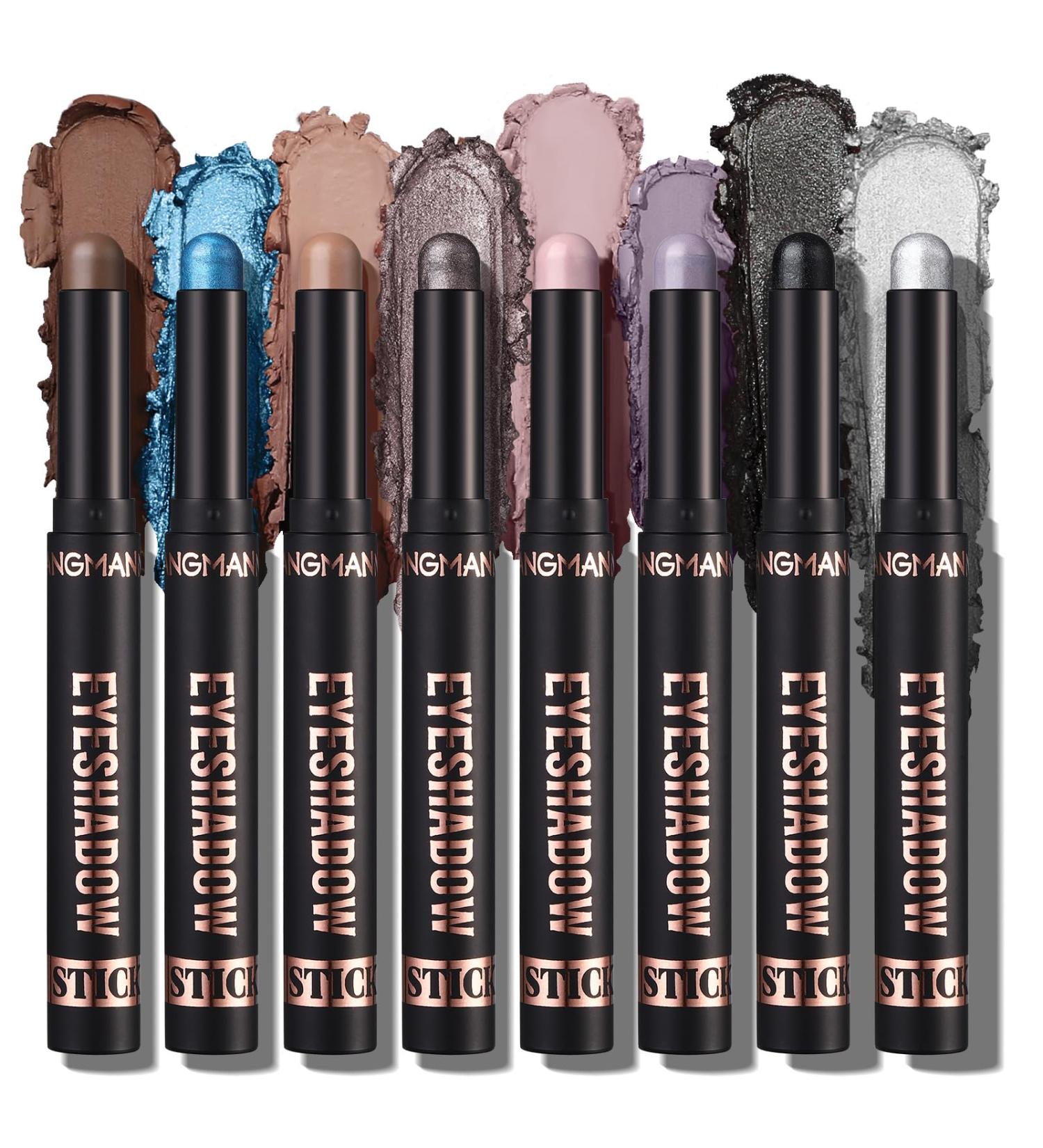 8 Colors Glitter Eyeshadow Stick Colorful Set Waterproof Eye Shadow Sticks Cream Eyeshadow Pencil Makeup Set High Pigmented Waterproof & Long Lasting Contour Stick EyeLiner Makeup for Women #48*8color - Buy Online on GoSupps.com
