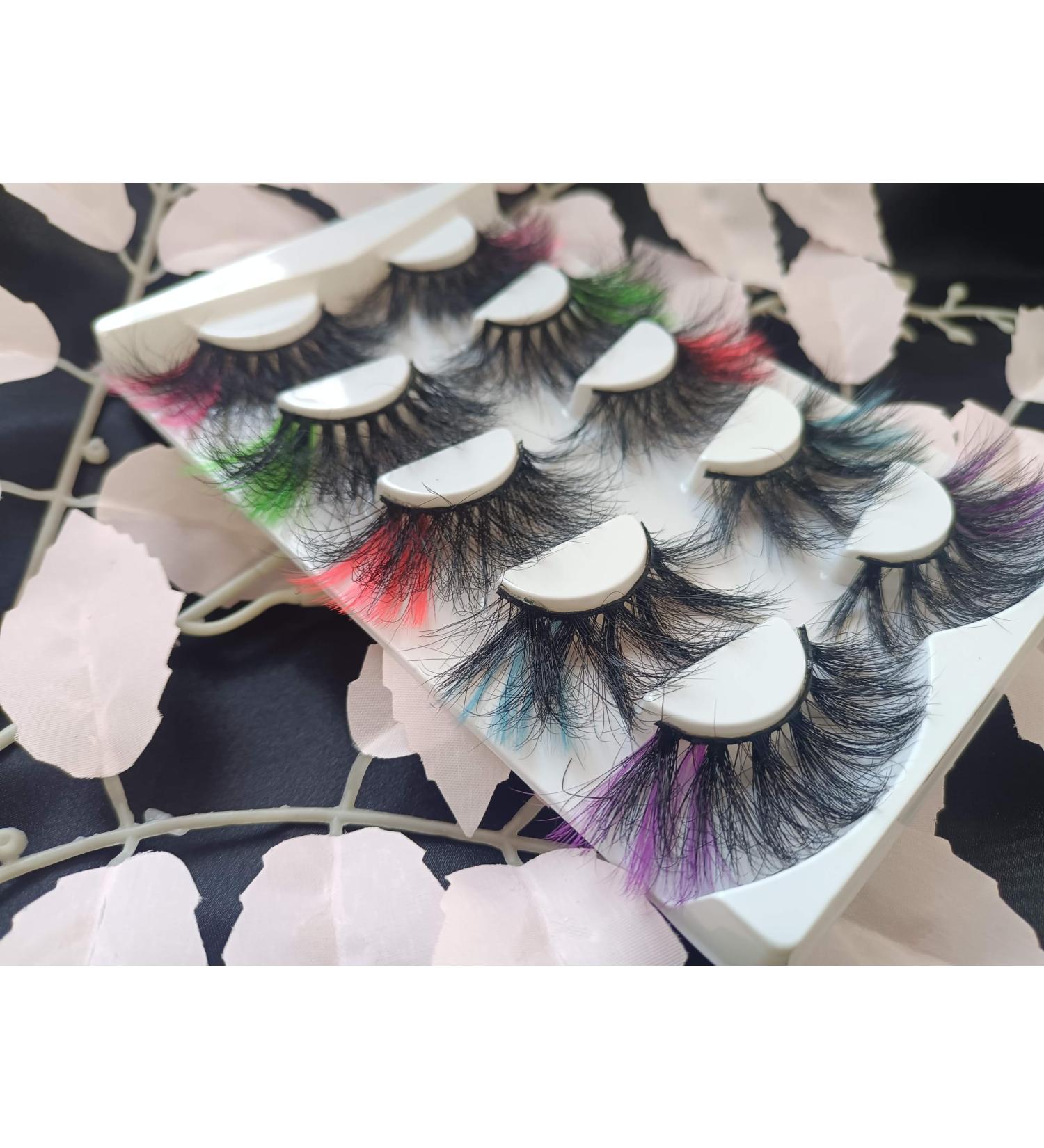 5 Pairs Mixed Colourful False Eyelashes Faux Mink Soft Natural Black Cotton Band Handmade - Buy Online on GoSupps.com