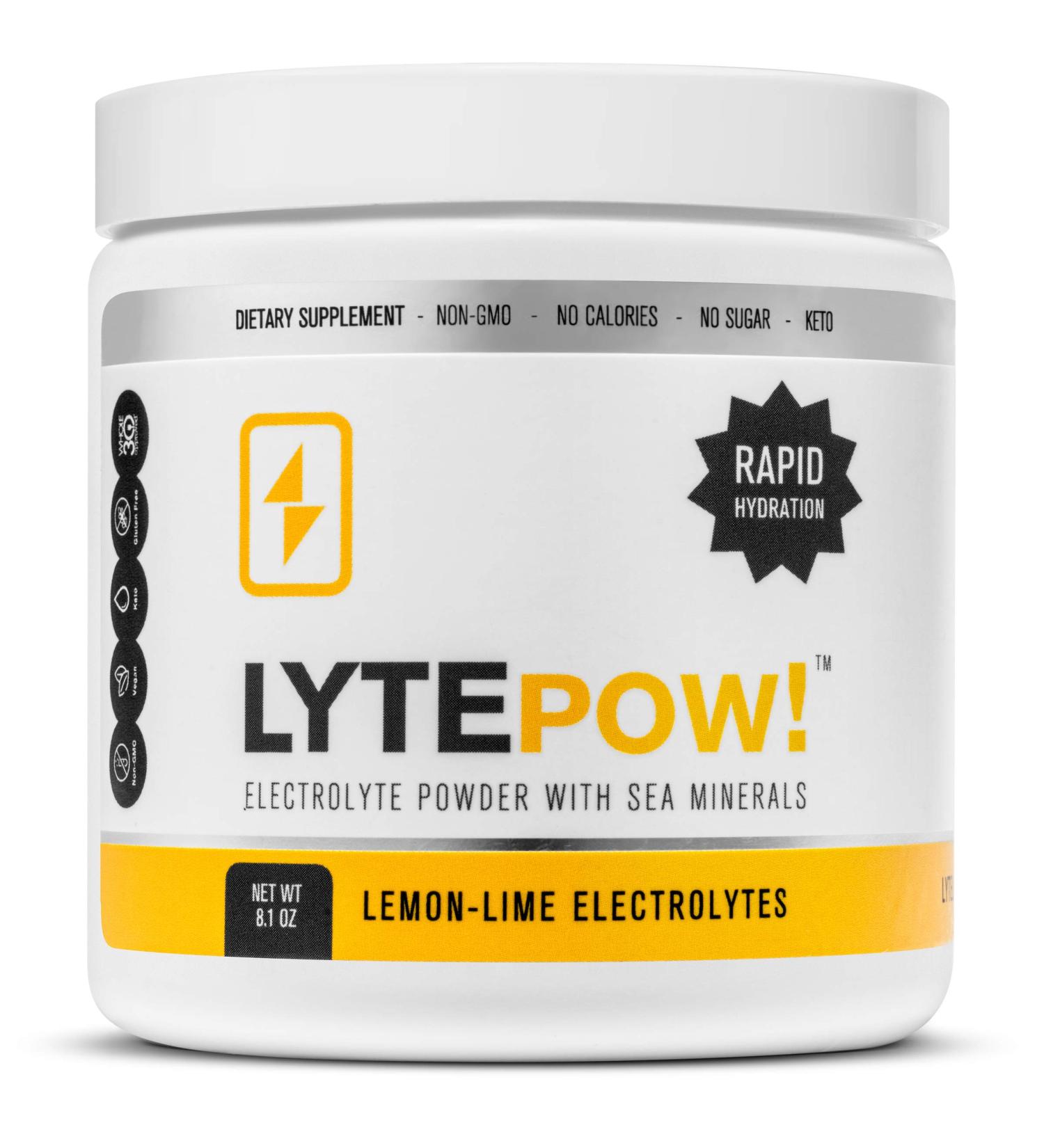 LytePow Electrolytes Powder with Sea Minerals - Lemon-Lime Hydration Supplement | 90 Servings | Non-GMO | No Calories or Sugar | Keto-Friendly Exercise Drink Mix - Buy Online on GoSupps.com