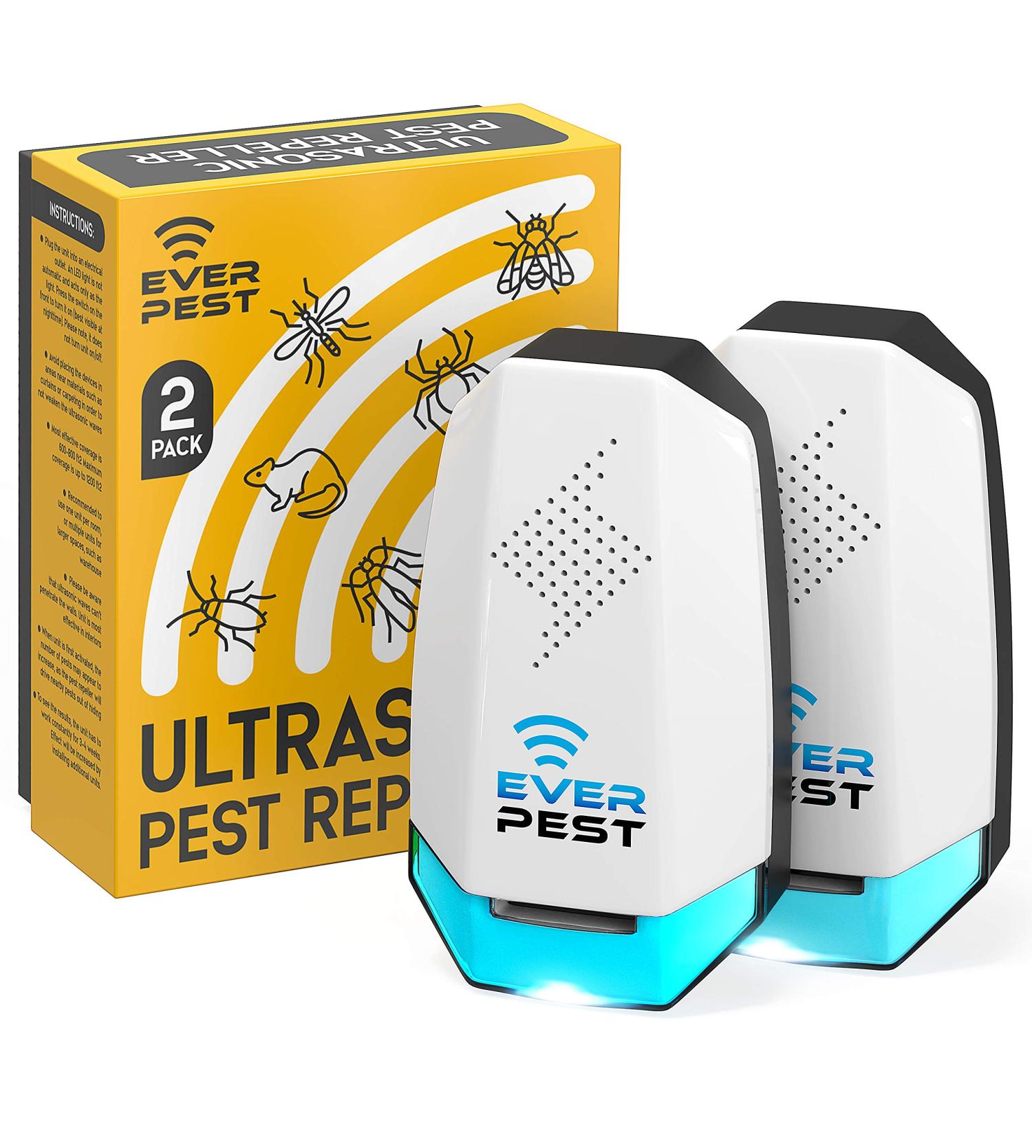 2 Pack Ultrasonic Pest Repeller Plug - Electronic Insect Control Defender for Roach, Bed Bug, Mouse, Rodent, Mosquito - Indoor Repellent for Cockroach, Ants, Mice, Fly, Rat, Bedbug, Spider, Squirrel - Color91 - Buy Online on GoSupps.com