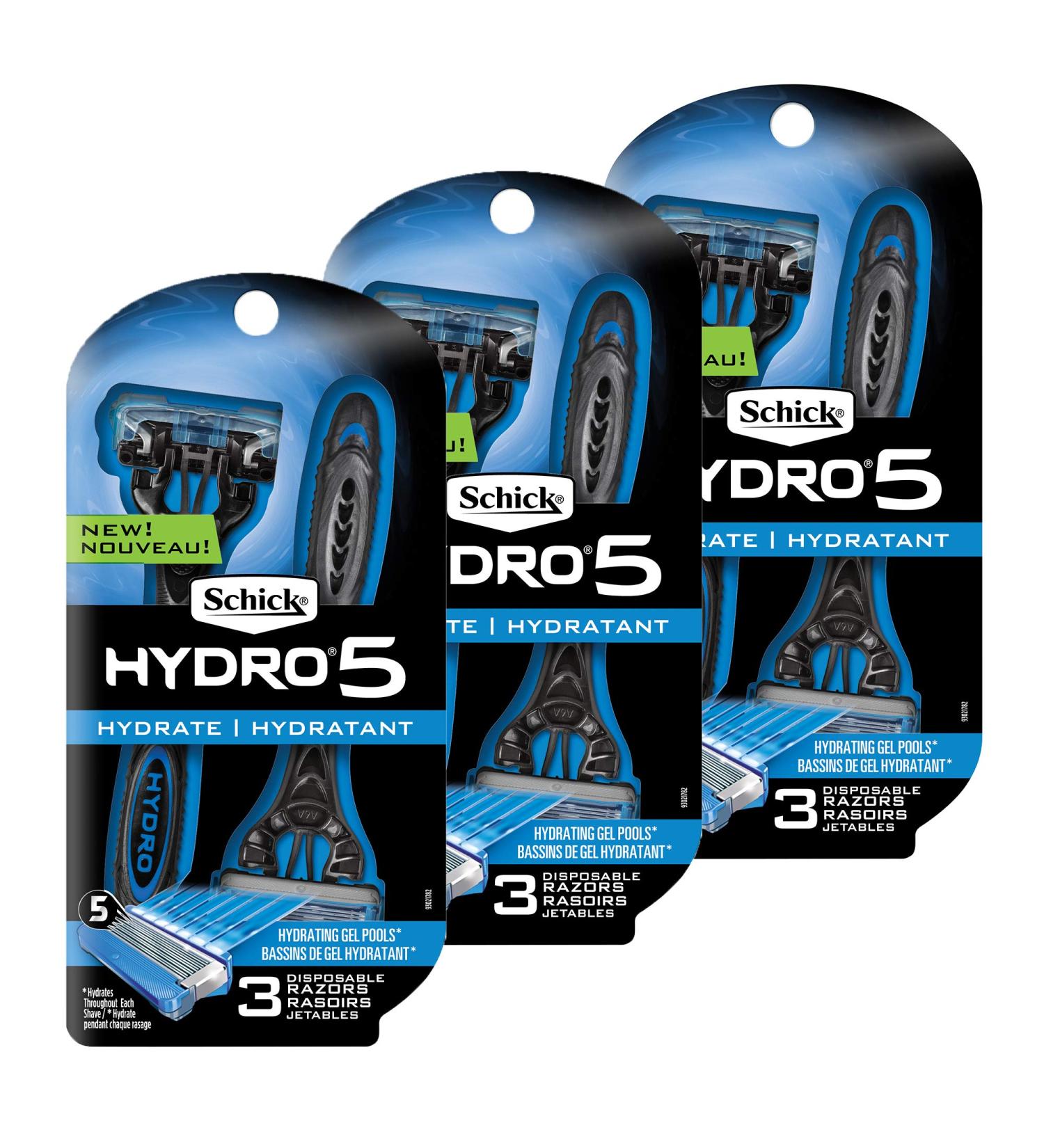 Schick Hydro 5 Disposable Razors for Men with Flip Beard Trimmer - 9 Count (Pack of 3) - Buy Online on GoSupps.com