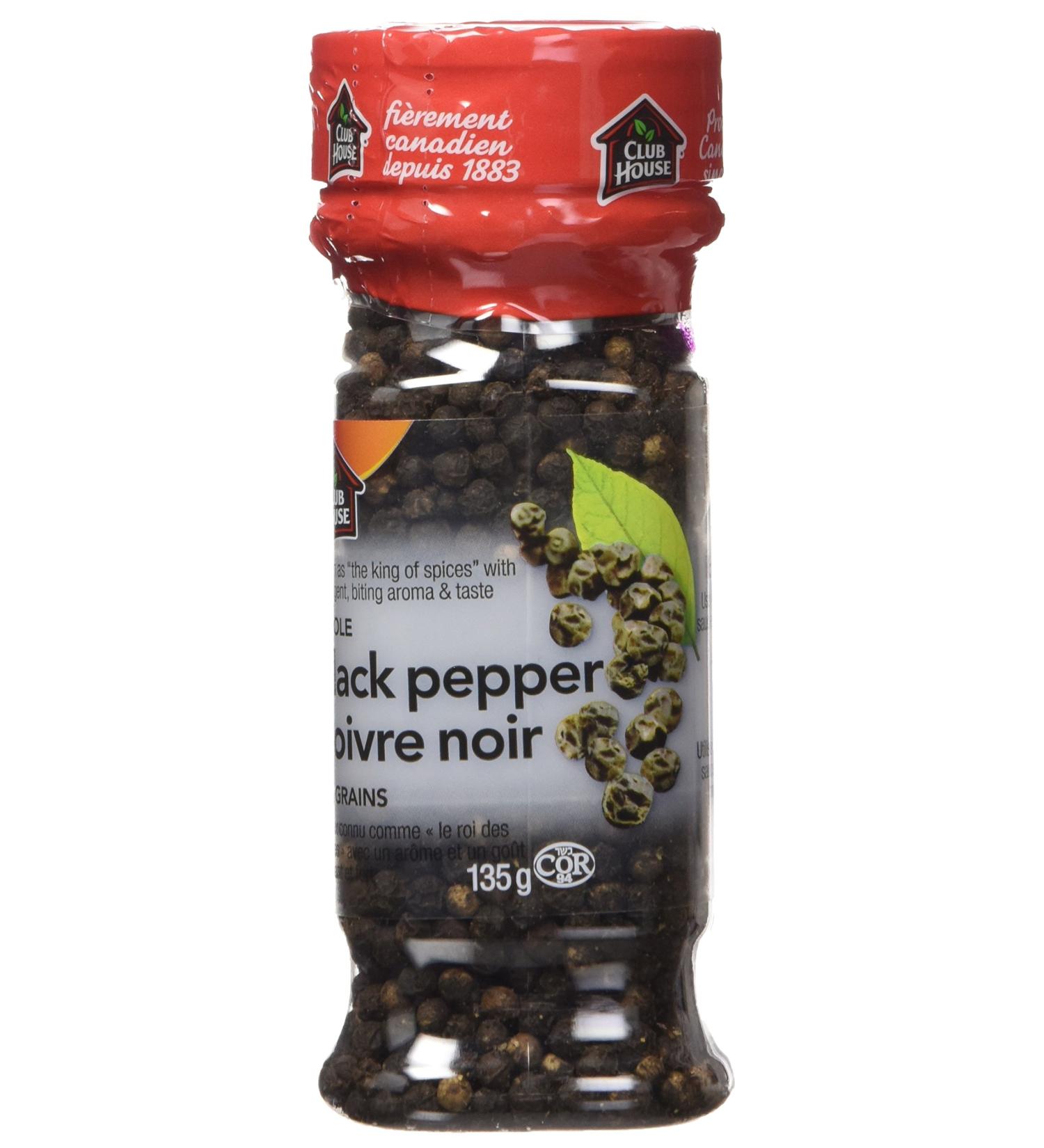 Club House Quality Natural Herbs & Spices Whole Black Pepper 135g 135 g (Pack of 1) - Buy Online on GoSupps.com