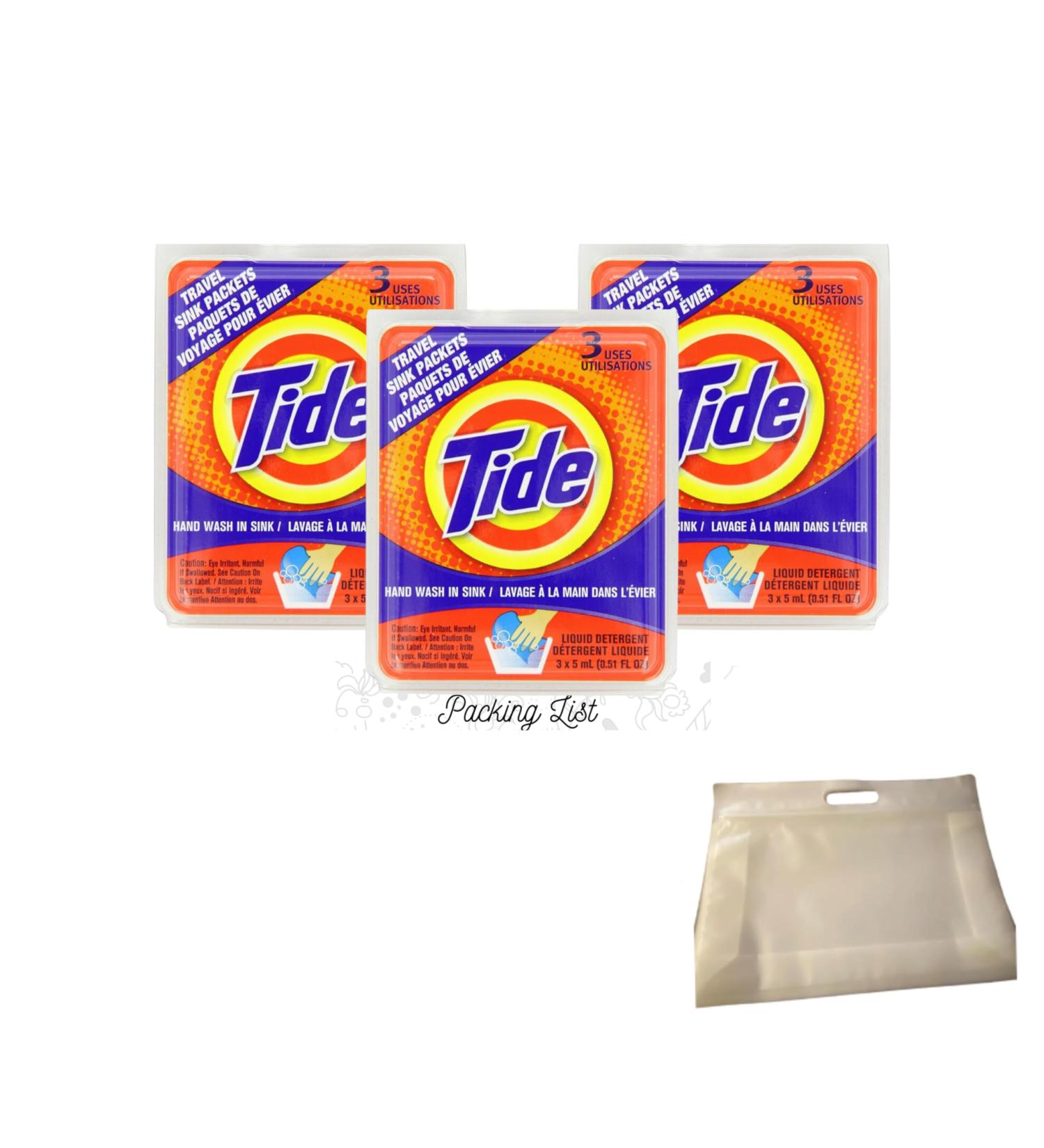 Buy Tide Sink Travel Packets Bundle - 3 Packs with Clear Toiletry Bag & Packing List | 11-in-1 Travel Essentials Kit - International Shipping Available - Buy Online on GoSupps.com