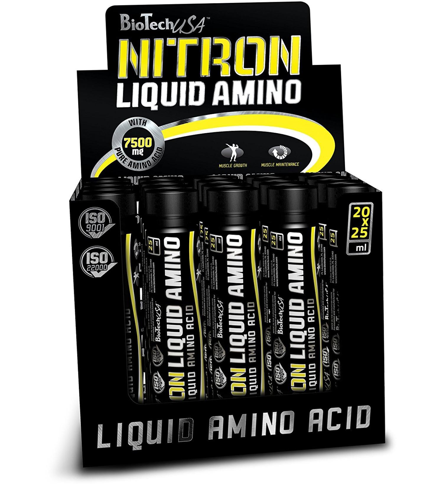 Liquid Amino Shots (Nitron Ampoule) Orange 20 x 25 ml Amino Acids in Liquid Form BiotechUSA - Buy Online on GoSupps.com
