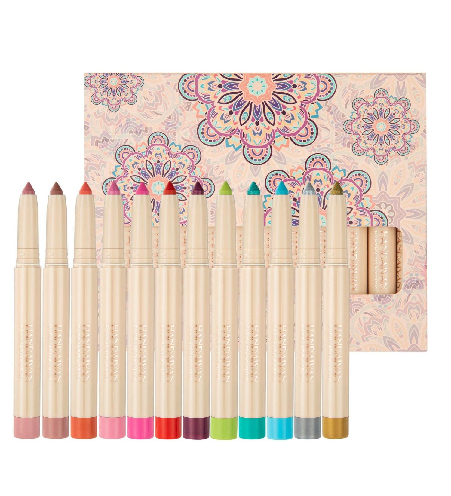 PICKX 12 Colors Cream Eyeshadow Stick Set Waterproof and color lasting eye shadow color-rich eyeshadow matte & pearlescent eyeshadow Fine-nib eyeshadow for detailed lines delicate and compact (A) - Buy Online on GoSupps.com