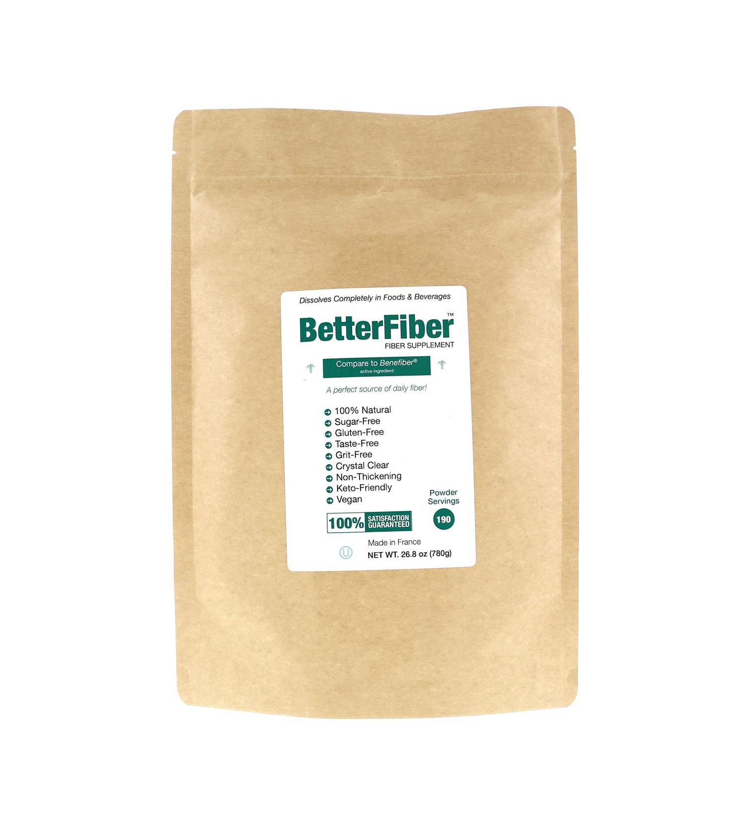 100% Generic Equivalent BetterFiber Prebiotic Fiber Supplement - Non-GMO, Gluten-Free, Vegan - 25.6oz/760g (190 Servings) - Buy Online on GoSupps.com