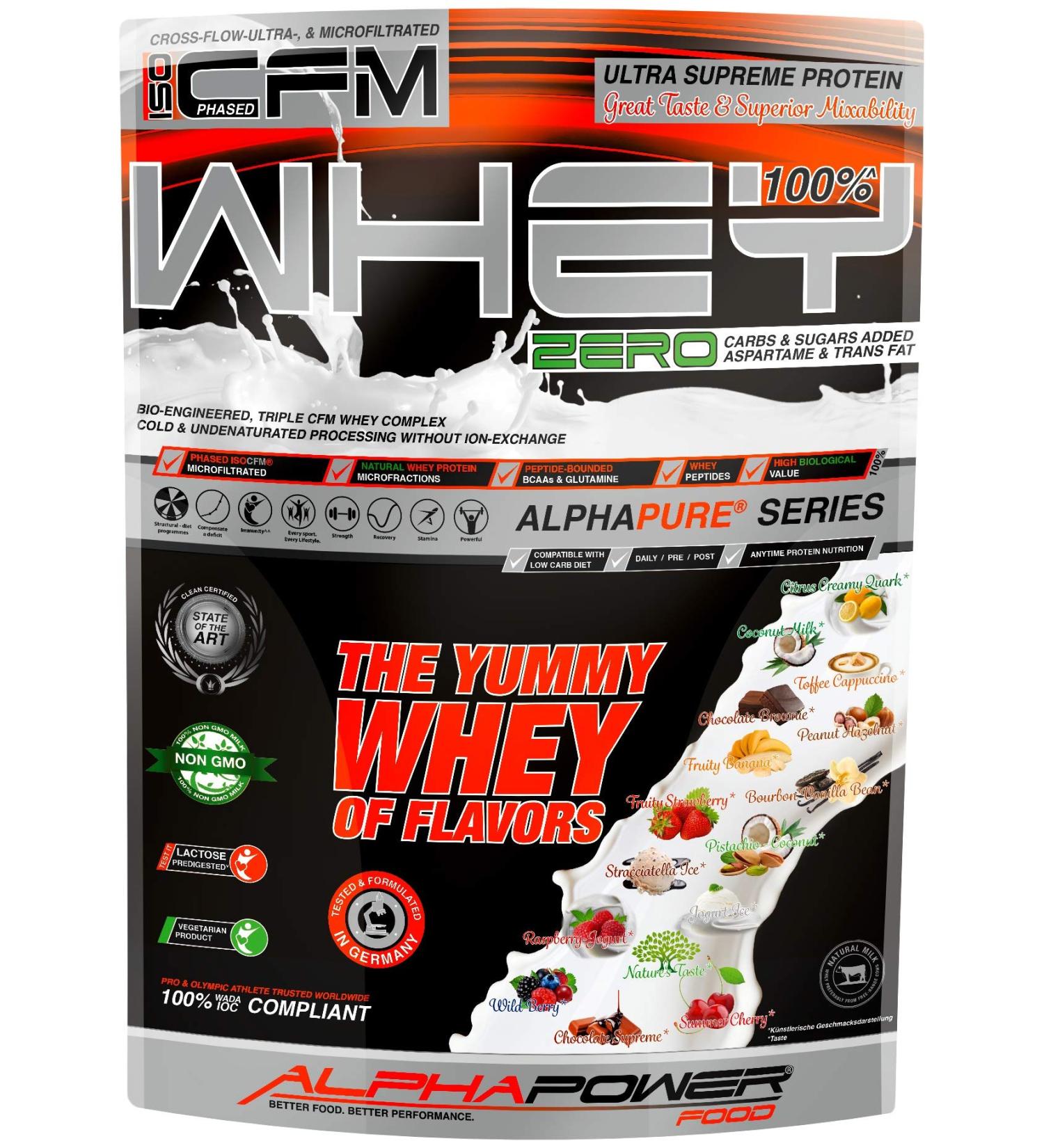 Alphapower 100% CFM Whey Protein Isolate - Bourbon Vanilla 1kg | Premium Aspartame-Free Molken Protein for Excellent Solubility | International Shipping - Buy Online on GoSupps.com