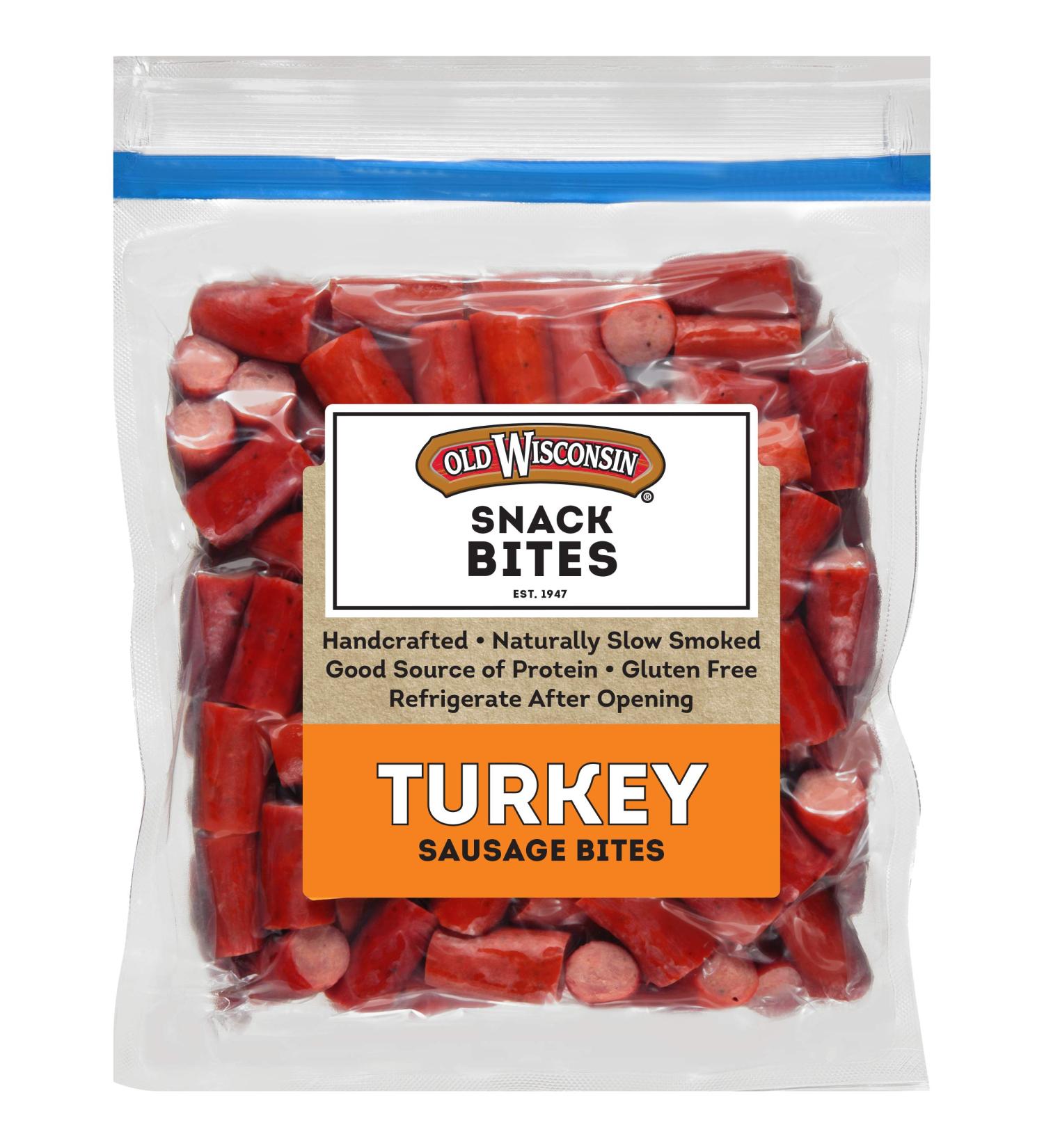 Old Wisconsin Turkey Sausage Snack Bites - Naturally Smoked, High Protein, Low Carb, Keto, Gluten Free - 28oz Resealable Pack - Buy Online on GoSupps.com