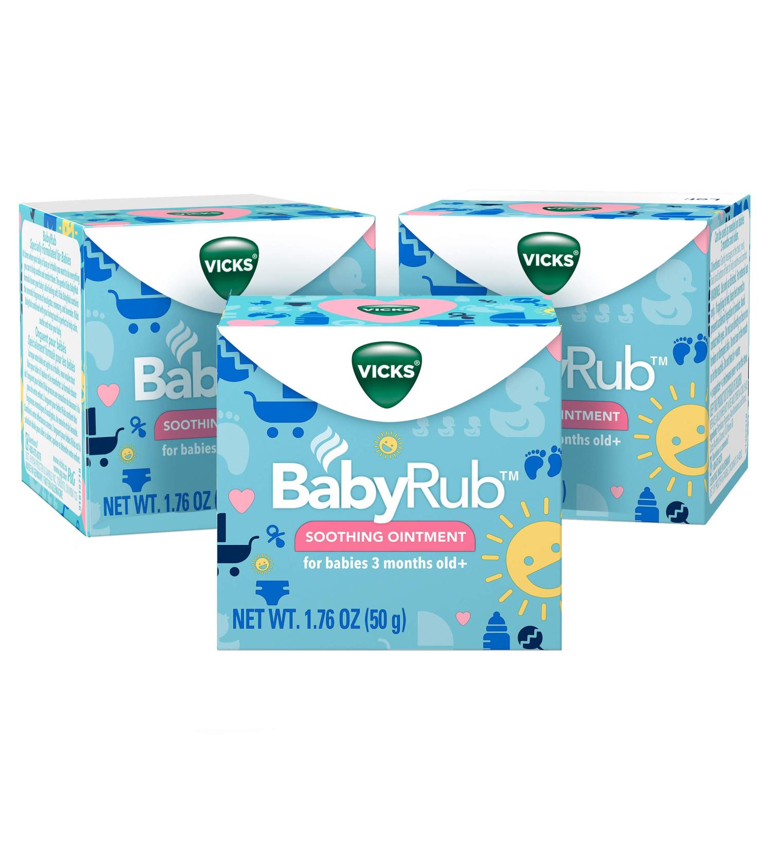 Vicks BabyRub Chest Rub Ointment 1.76 oz - Pack of 3 - Buy Online on GoSupps.com